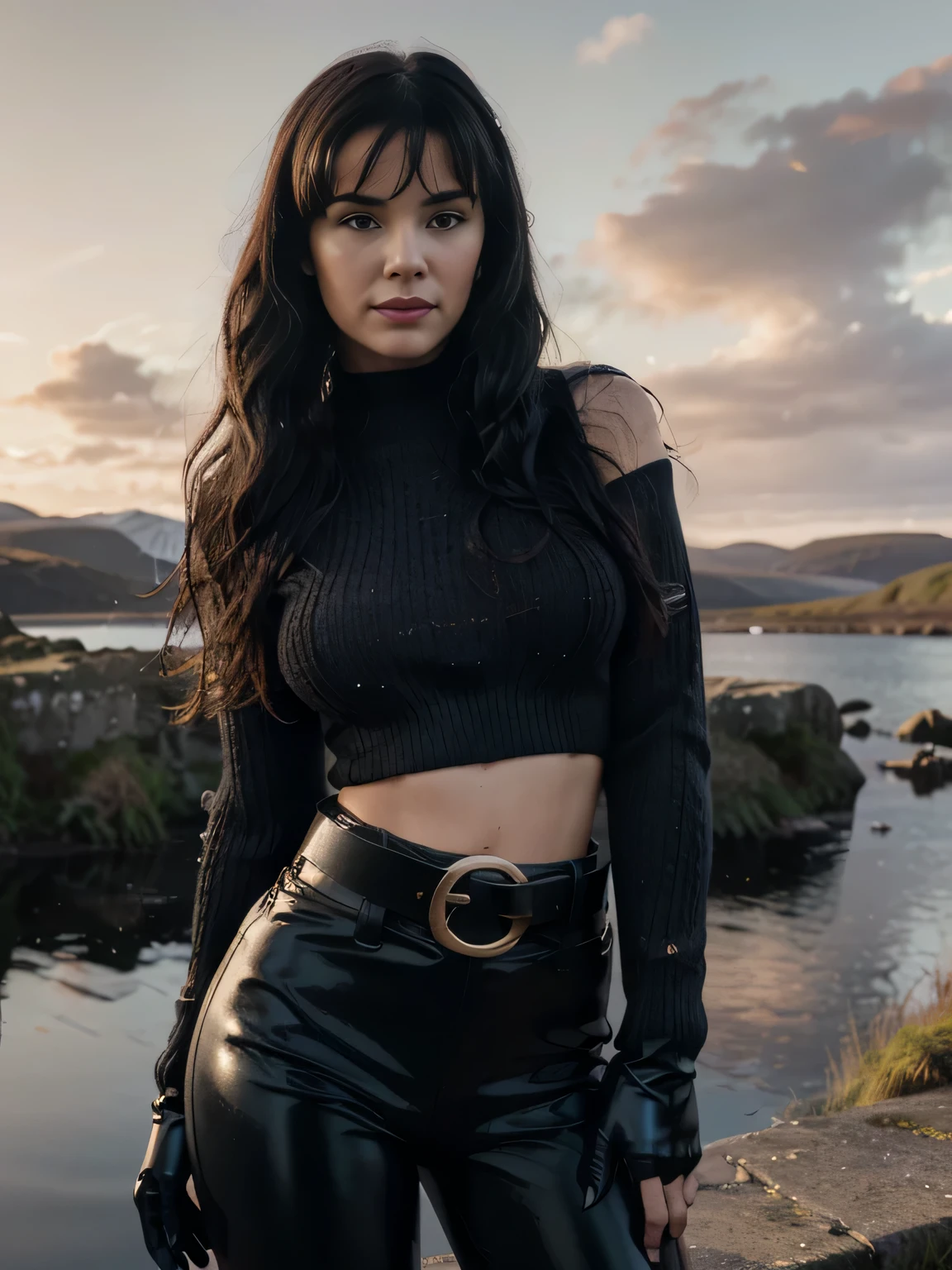 proFessional portrait photograph oF a gorgeous smiling soaked Bettie page girl in soaked winter clothing ,ponytail Black hair, red lipstick,black long maxi-skirt(black long maxi-skirt:1.2),sultry Flirty look, gorgeous symmetrical Face, joli maquillage naturel, wearing elegant soaked warm winter Fashion clothing,flirting with the camera, ((black leather gloves)), (walkin on the edge of a mountain completly covered in snow )), ultra realistic, art conceptuel, elegant, Very detailed, complexe, sharp Focus, depth oF Field, F/1. 8, 85mm, (((proFessionally color graded))), bright soFt diFFused light, (volumetric Fog), tendance sur Instagram, hdr 4k, 8K