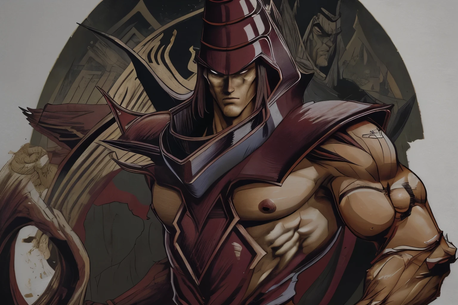 Create a stunning artwork stylized art by davinci leonardo featuring an Ubermensch character concept—a handsome, well-built, and hyper-realistic man embodying strength, enlightenment, and bisexuality. The character should possess an attractive face with chiseled features that exude both masculinity and beauty.The Ubermensch's physique should be impeccably sculpted, showcasing well-defined muscles and a powerful build. Their posture and presence should exude confidence, reflecting their warrior-like nature. The character's attire can be inspired by ancient warriors, blending elements of armor and regal garments.v0.1
