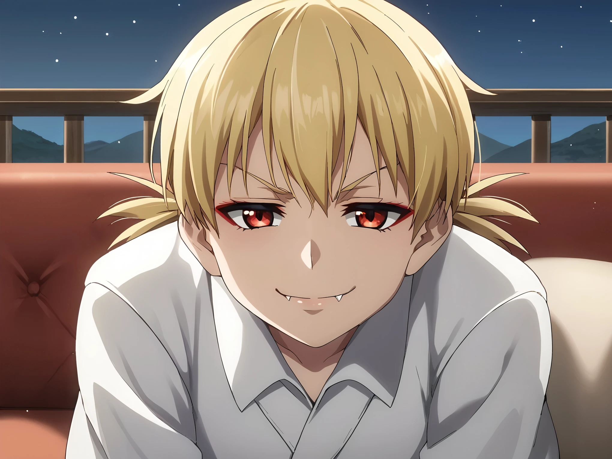 score_4, score_5, score_6, score_9, score_8_up, score_7_up, source_anime, fine anime screencap_xl, anime_screencap,, 1boy,solo,outdoors, hellsing, seras, vampire, fangs, face closeup, face focus , couch, indoors, seductive, face closeup, ((closed mouth)), smirk, thighs, long shot, balcony, mountain and riverbackground, fancy, white couch, laying, leaning, front view, exposed penis, shorts with rope outline, white robe, genderswap, genderbend, bulge, genderbend ftm, ftm, short hair, femboy, Japanese rope underwear, shota, young, very young, aged down, lole, tiny, night time, smug, smirk, night, after dark, cannopy curtain, curtain, fancy cannopy curtian, medium penis, twintails, short twintails, low twintails, red eyes, red eyeshadow, blonde hair