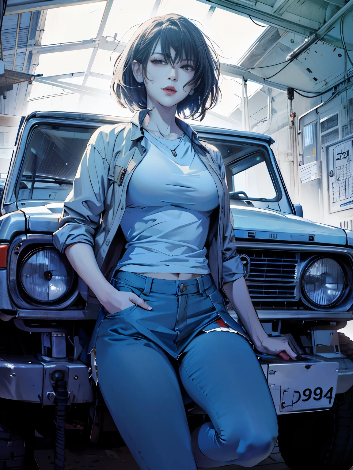 Make a woman piloting a helicopter