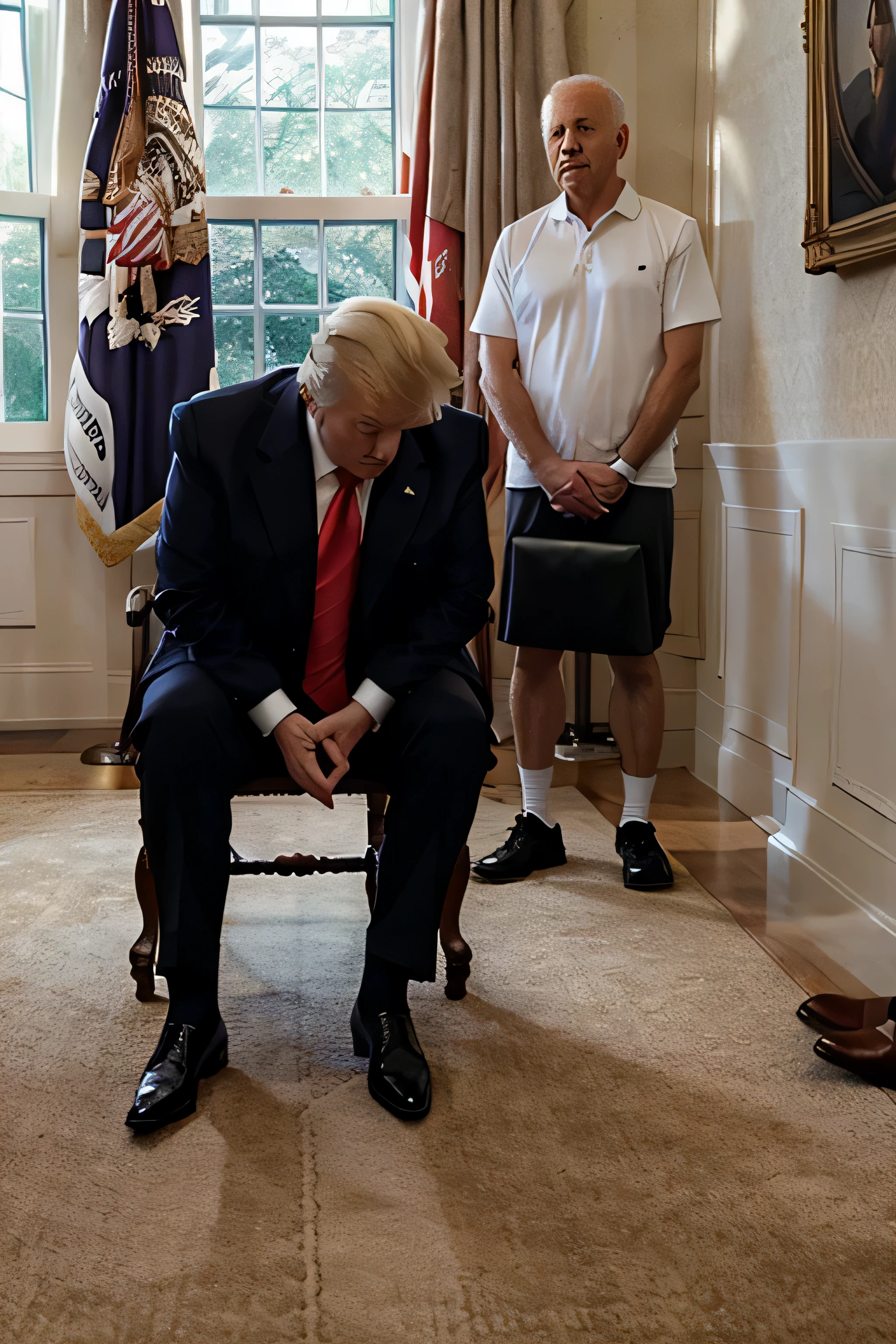 Donald Trump pissing on President Biden