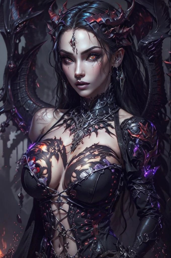 a woman with a dragon on her chest and a demon on her chest, diablo 4 lilith, succubus | medieval, beautiful elegant demon queen, beautiful succubus, diablo 4 queen, 4k fantasy art, dark fantasy style art, dark fantasy art, gothic fantasy art, 8k fantasy art, epic fantasy art style hd, hd fantasy art, succubus