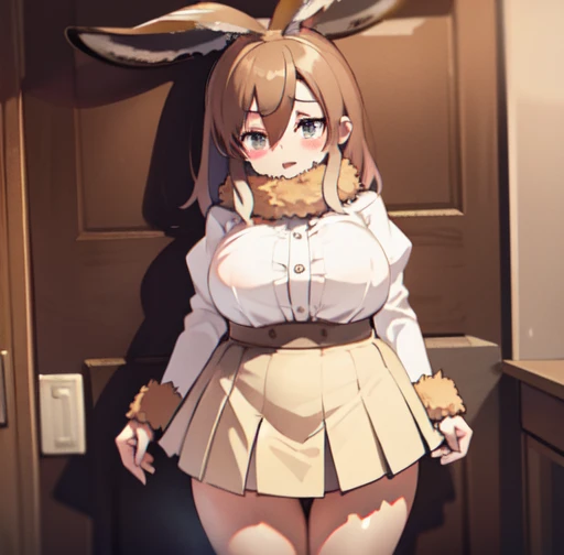 (masterpiece, highest quality:1.2), 1 girl, alone
(highest quality), european_hare_(kemono_friends),((plump body 1.4),