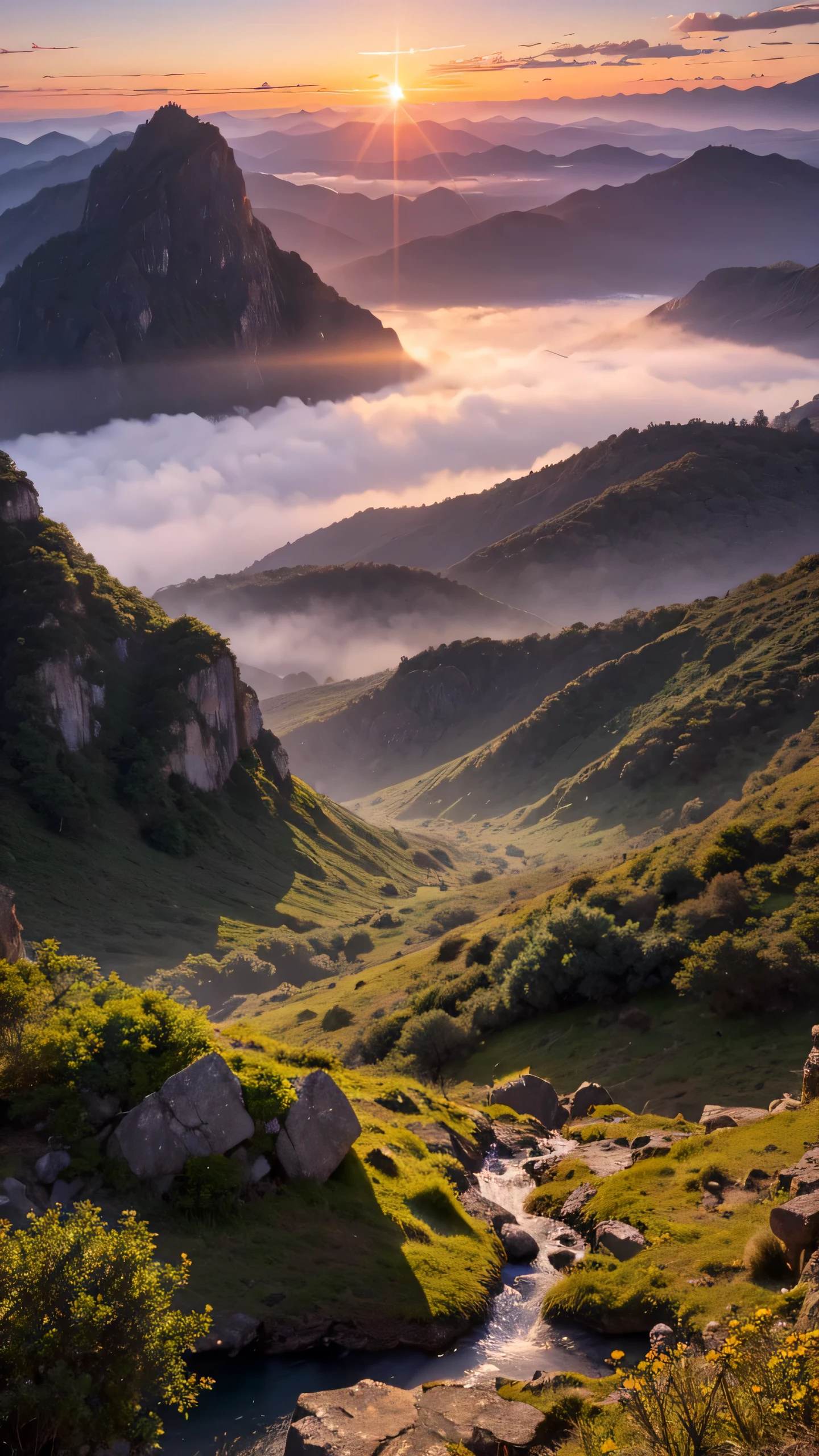 Highest image quality,fantasy,Majestic nature,sunset