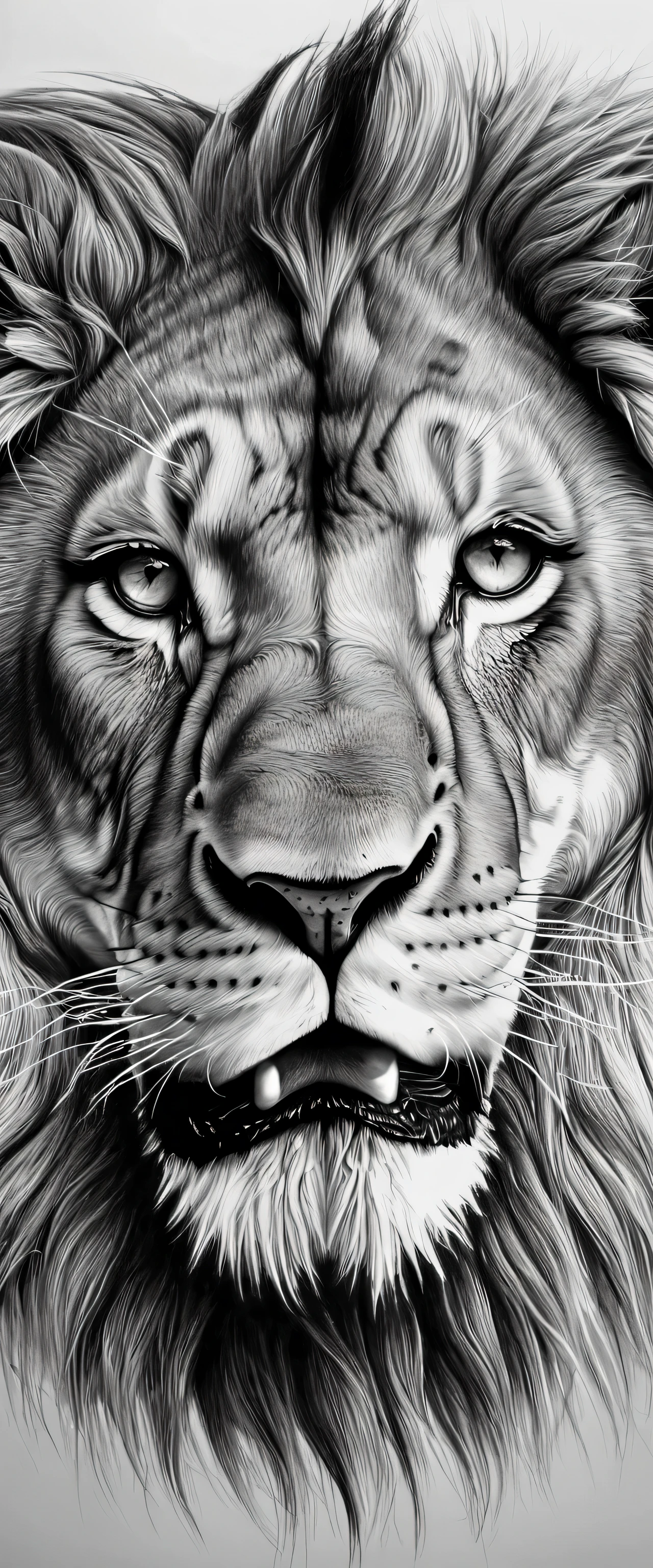 Create a highly realistic drawing of a lion, very realistic, without errors, without errors. a beautiful, powerful lion. piercing and realistic eyes, a very realistic lion