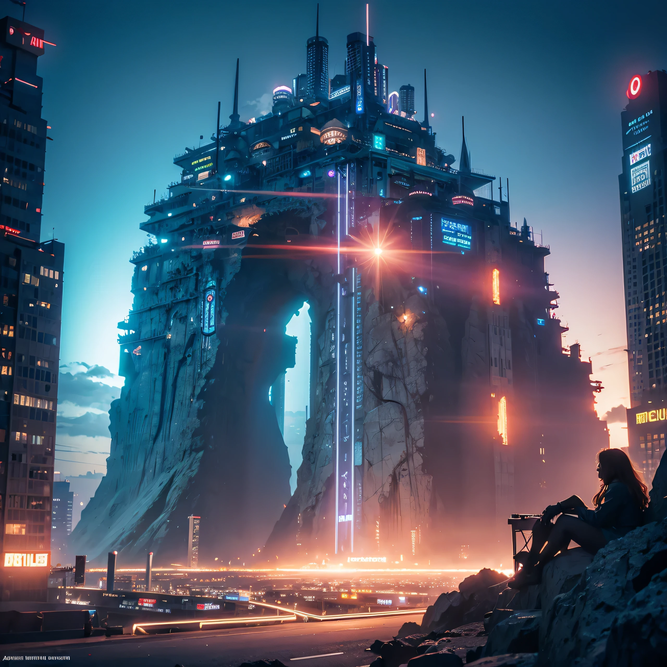 Highest image quality,fantasy,future city,neon