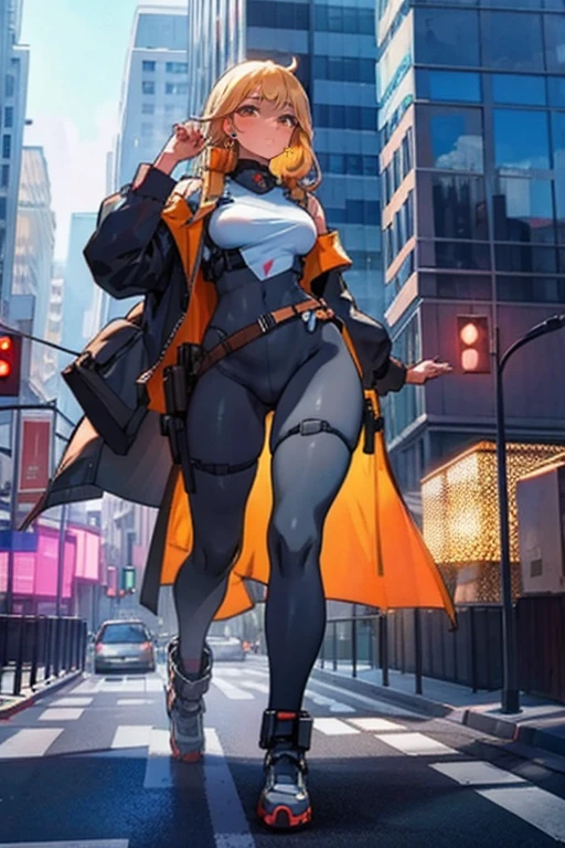 (huge, giantess size gorgeous woman:1 )walking near tiny skycrapper 8k, masterpiece, higly realistic, higly detailed, 8k