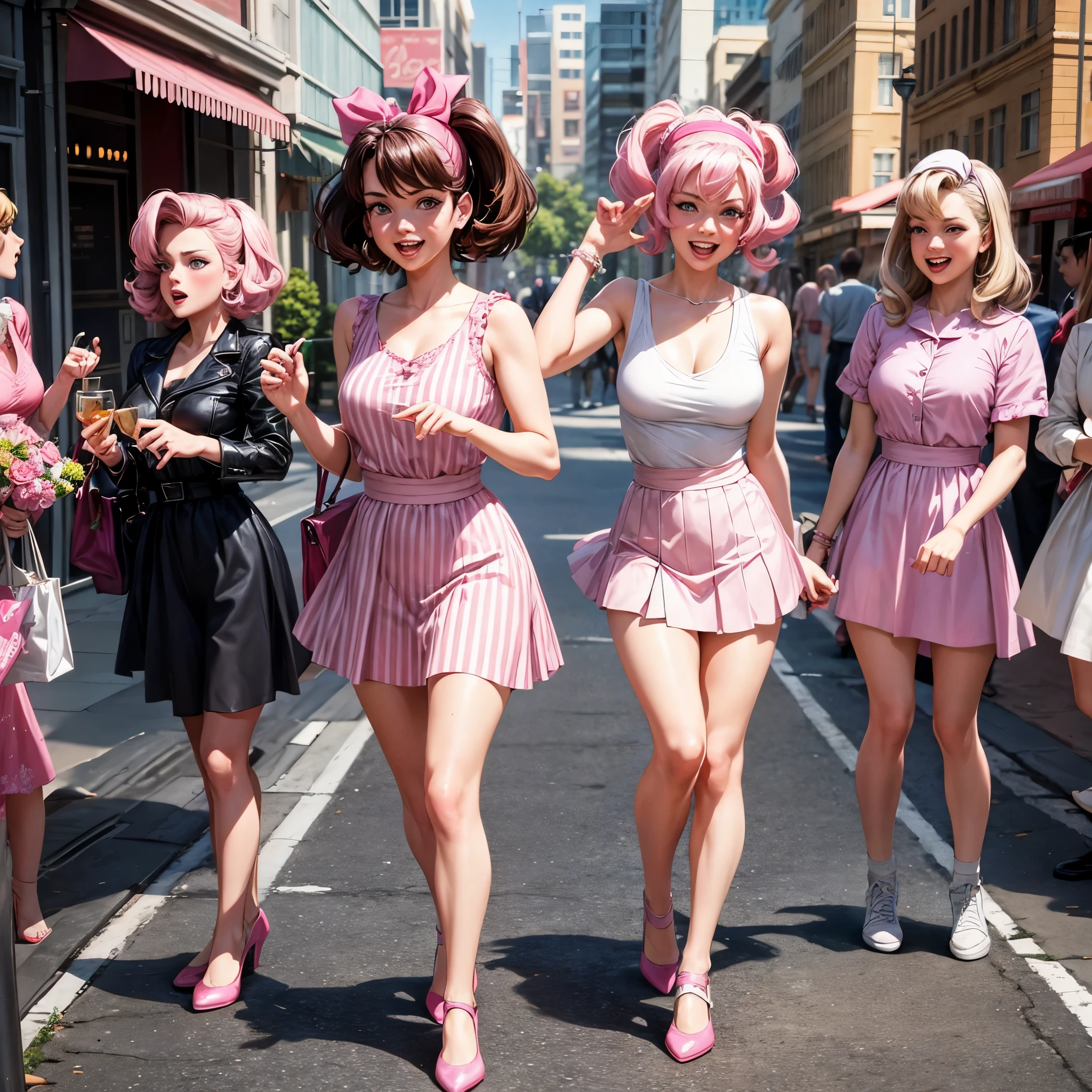 Pink Ladies from Rydell High in 1955 in full combat