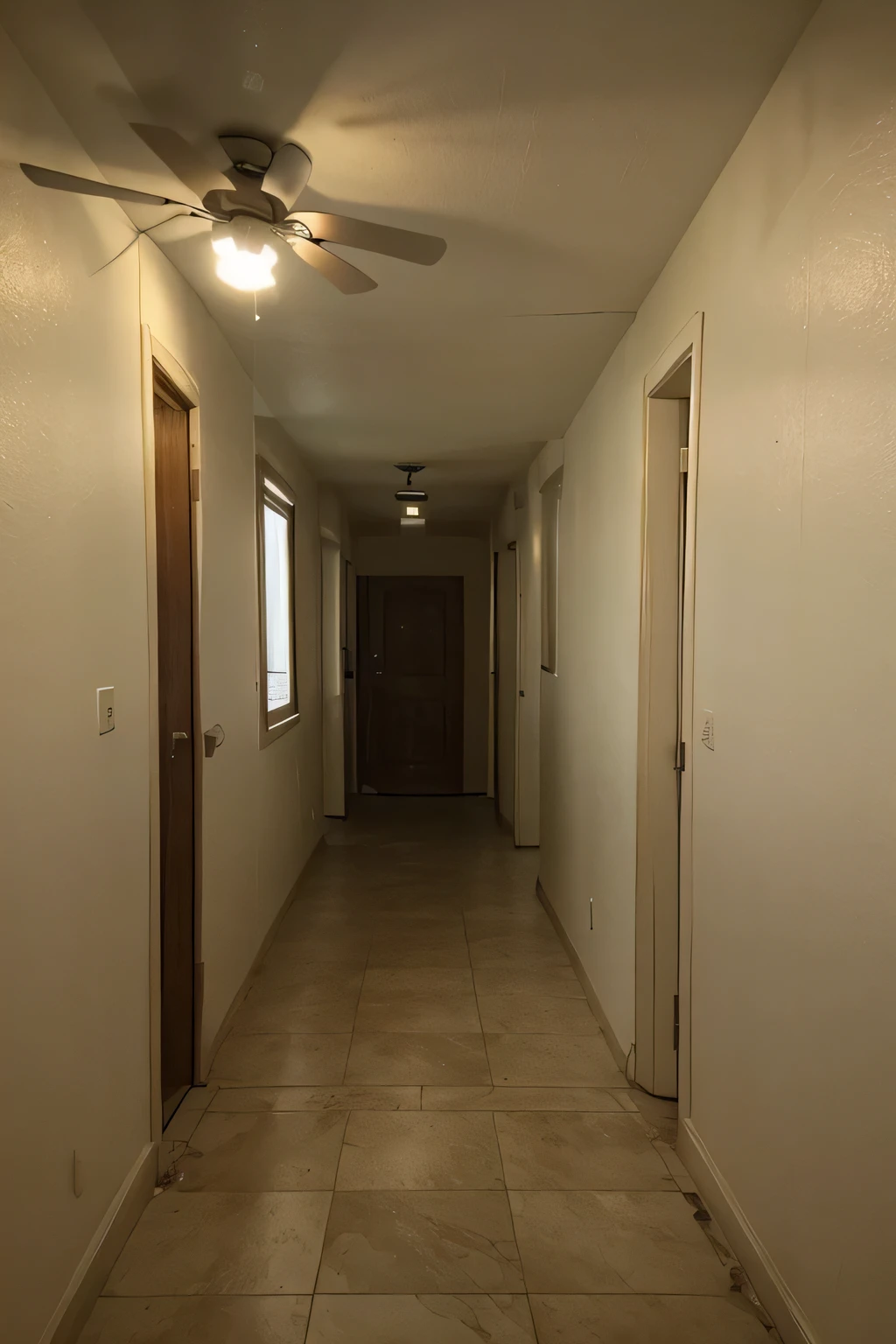 rooms begin to become more numerous and corridors wider. The atmosphere continues to be one of abandonment and desolation, com paredes em tons de amarelo e bege desbotados.
Appearance of static and constant buzzing, poorer lighting, sons inquietantes ao fundo, feeling of fear and paranoia.