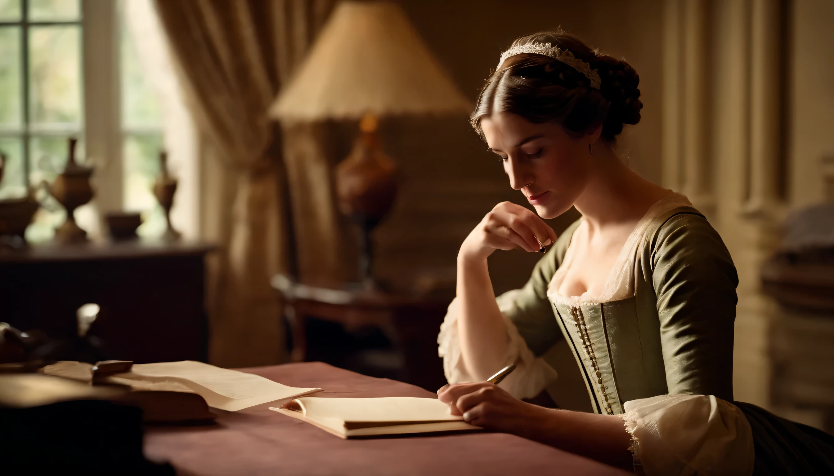 Jane Austen writing novels in her room