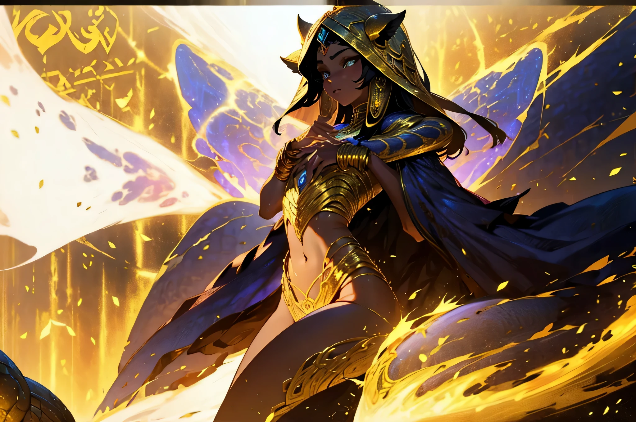 sphinx、woman's face and chest、lion's paw、big wings、The tail is a snake、western、Ancient、middle ages、fantasy、whole body、sexy、half naked、Egypt
