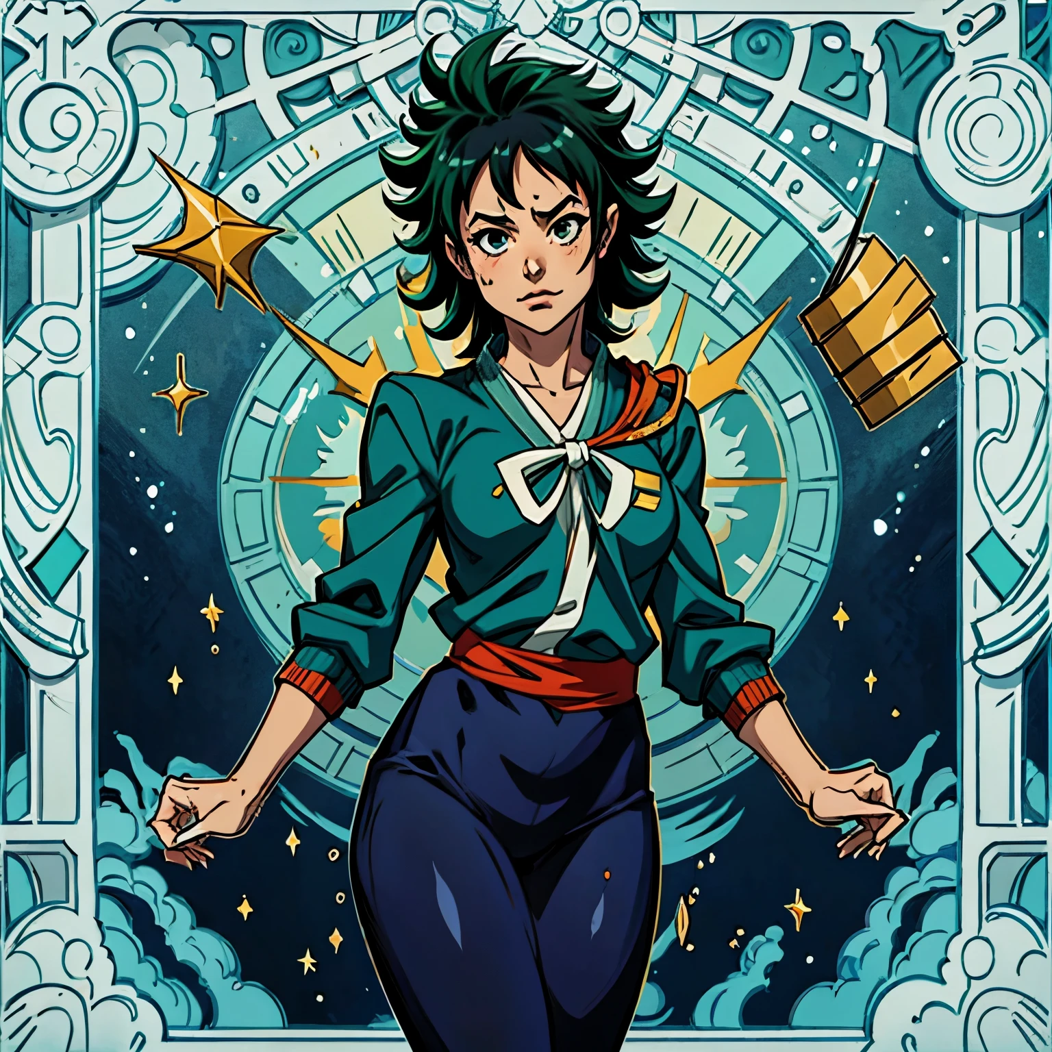 Izuku Midoriya adolescente, accompanied by Chizaki Kai, en un mundo sin quirks,en una fiesta universitaria, Chizaki is 20 years old, alta calidad, estilo anime