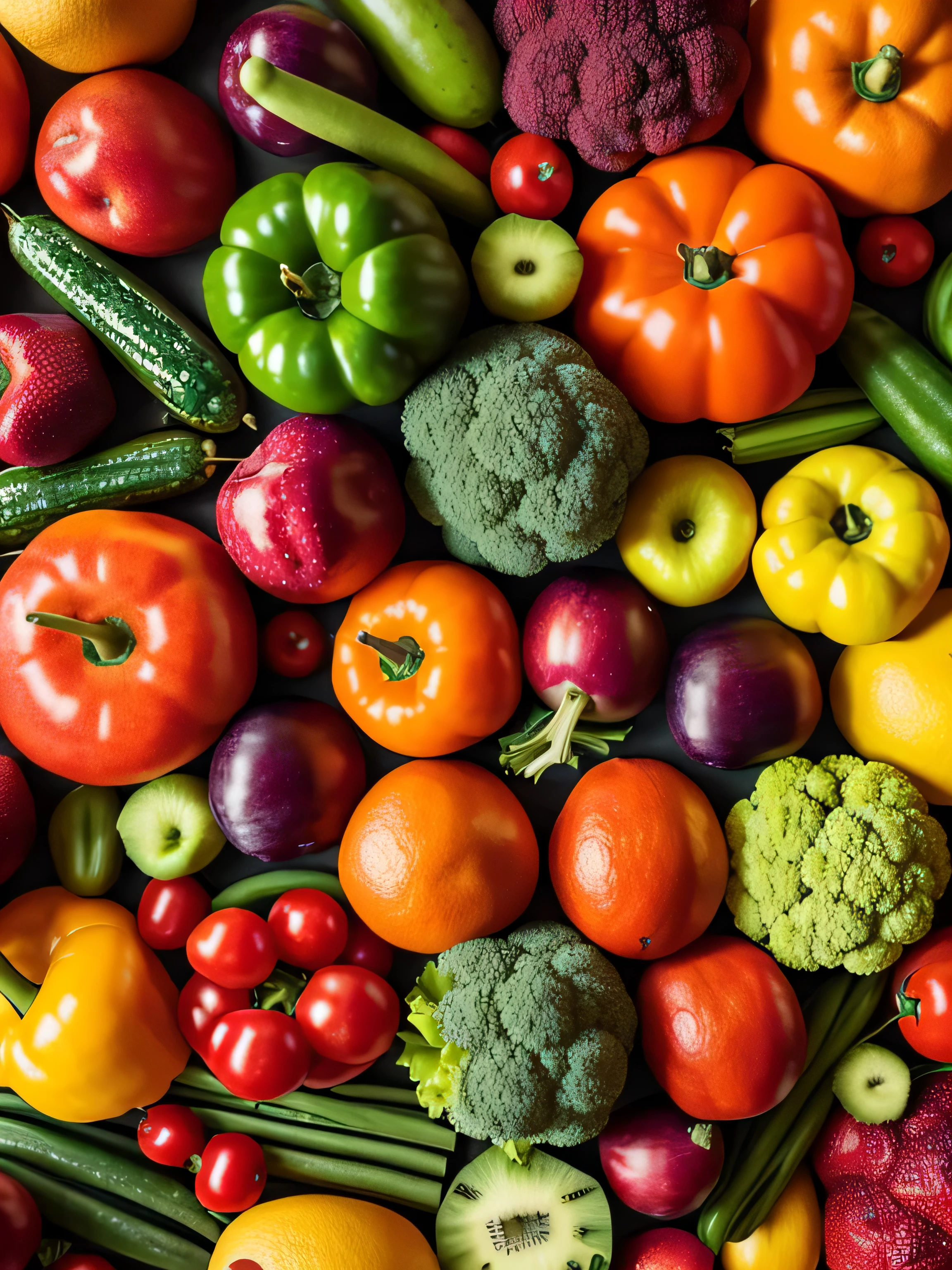 Colorful fruits and vegetables, explosion,
Colors are vibrant, vibrant, well saturated and detailed,
8k, 32k, HDR, Realistic,
top view