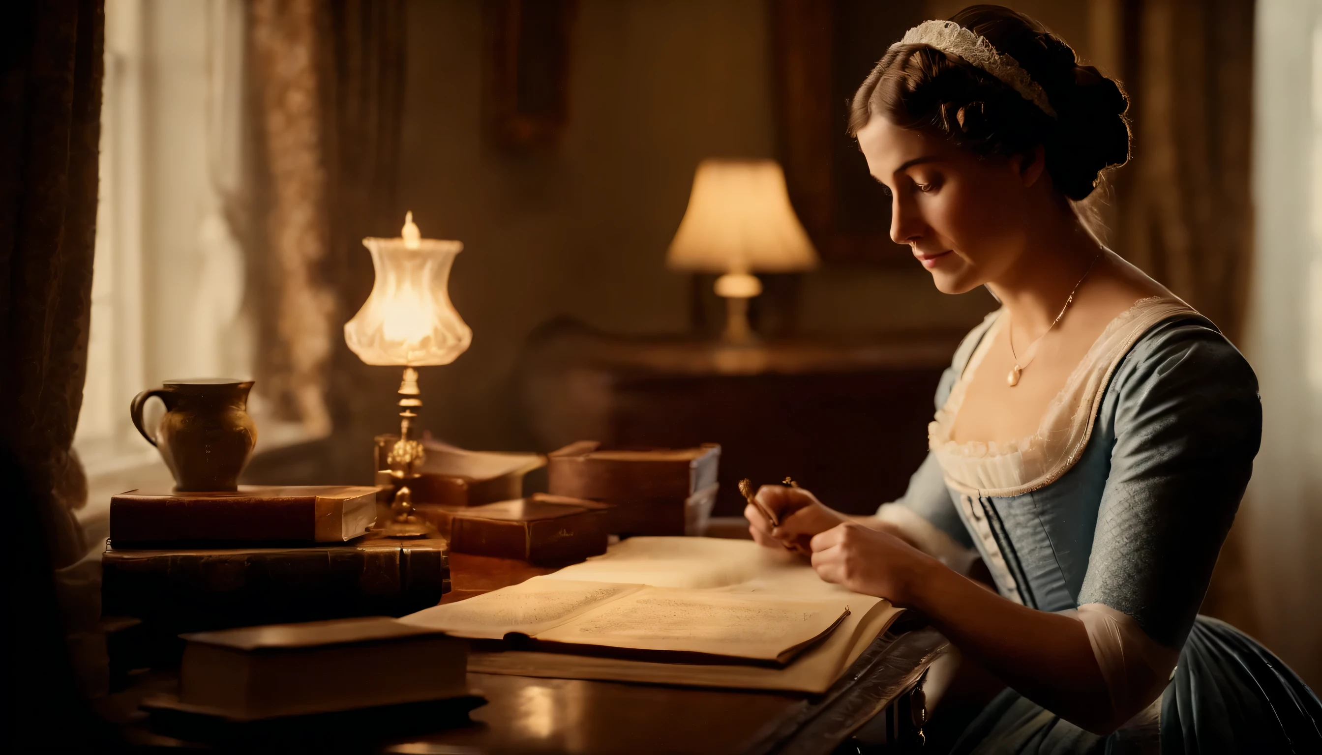 Jane Austen writing novels in her room