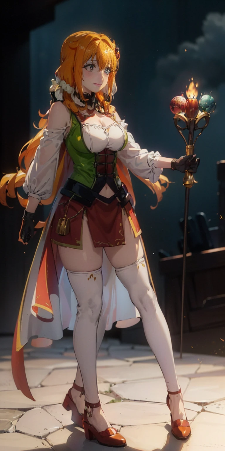 Masterpiece, Best Quality, 1 Girl, Ventidef, Beret, Flower Hat, bodysuit, Lace, Long Sleeves, Ruffled Sleeves, Corset, Cape, Green Panties, See Through, Tight Clothing, White Pantyhose, Jewelry, Brooch, Bar, Blushing, Skinny, Cameltoe