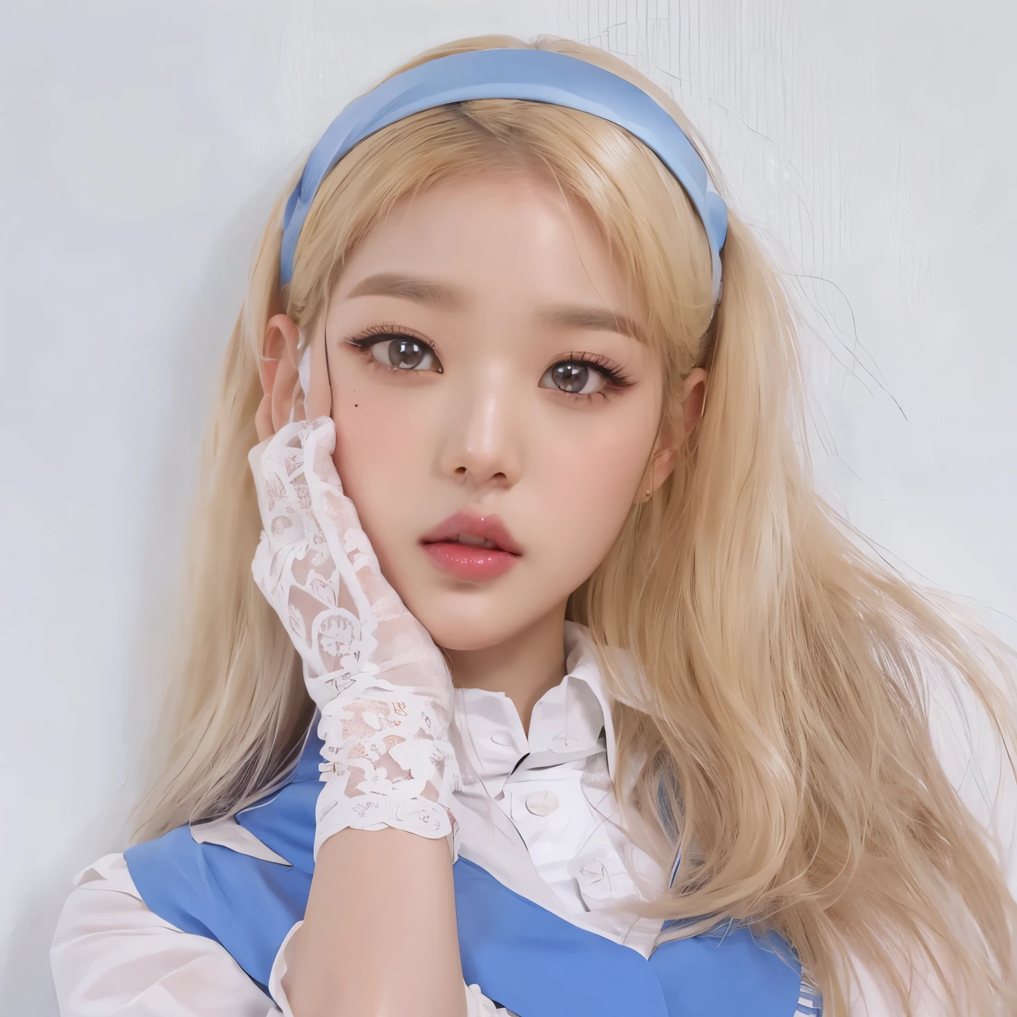 Wonyoung from IVE face, foto realista, ultra HD, 8k, big juicy lips