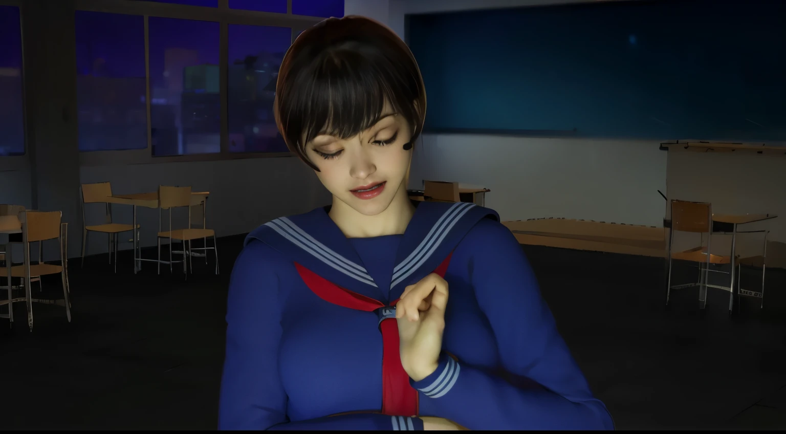 ((she is very surprised and cries、fall into fear))、(8K, highest quality, masterpiece:1.2), (realistic, photo-realistic:1.37), Super detailed,highest quality, ultra high resolution, professional lighting, photon mapping, radio city, Physically based rendering, cinematic lighting,  Midnight Road,Depth of written boundary, sharp focus,sunbeam, good composition,(Bokeh:1.2) 1 girl,alone,(whole body), (closed mouth),fine and beautiful eyes, temporarily stop, tight waist,Japanese high school girl, black hair,messy hair,long hair fluttering in the wind,(Ulzzang-6500:1.2) mix 4, hiqcgbody