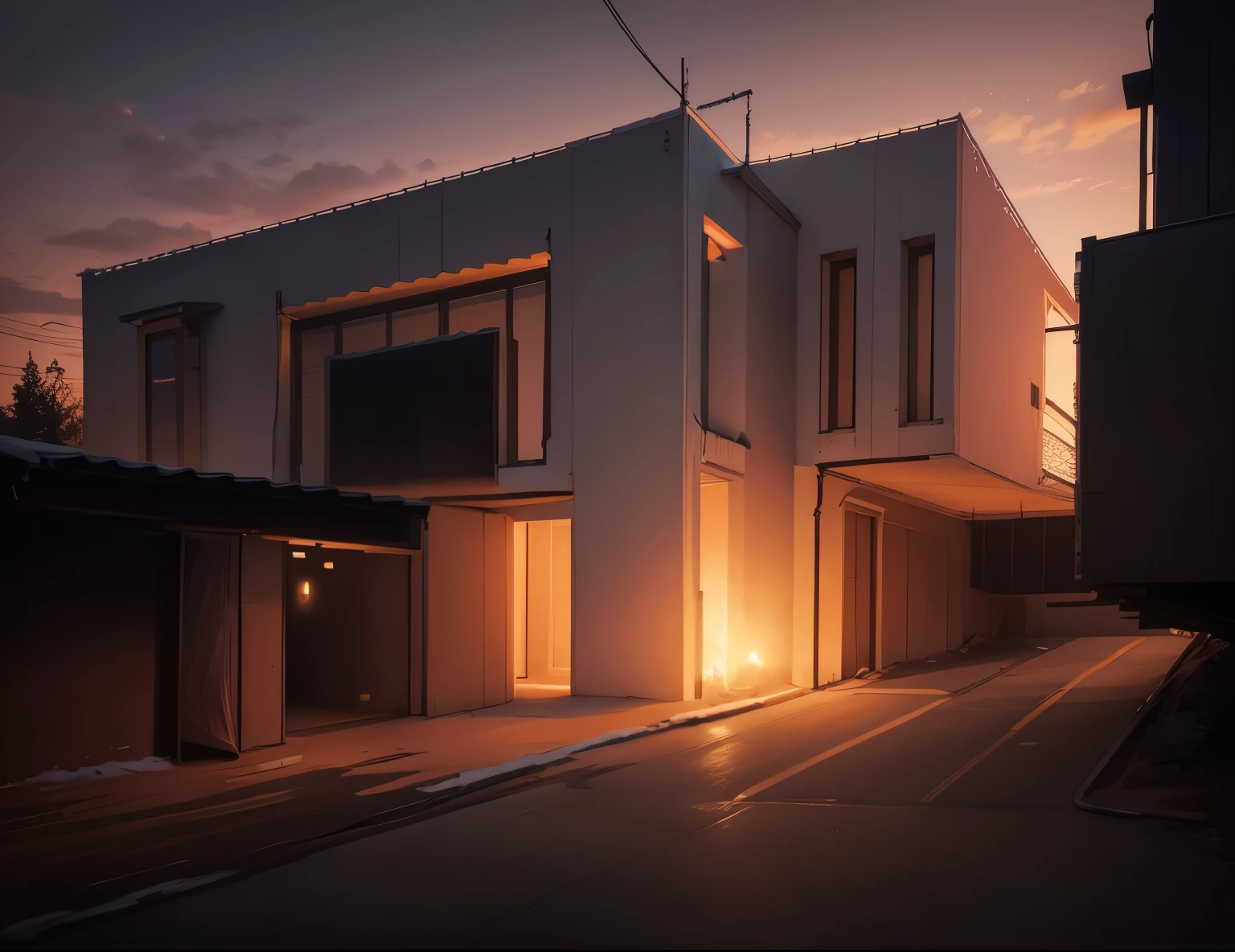 A futuristic house overlooking the valley, sunset, 4k