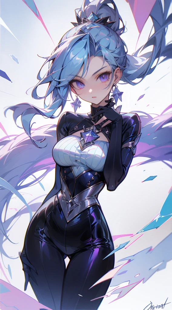 flat vector art, woman, beautiful anime style woman, flat color, wide angle, clean detailed faces, intracate clothing, analogous colors, glowing shadows, beautiful gradient, depth of field, clean image, high quality, high detail, high definition, Luminous Studio graphics engine, cute face, slim waist, nice hips,
