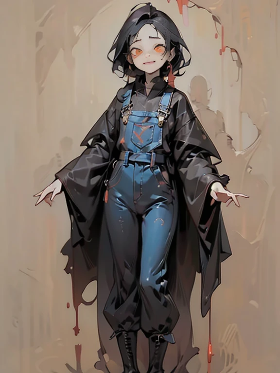 (masterpiece: 1.2, highest quality), (snap shot), flat illustration, creepy appearance, unique atmosphere、coveralls overallysterious girl、full body,
