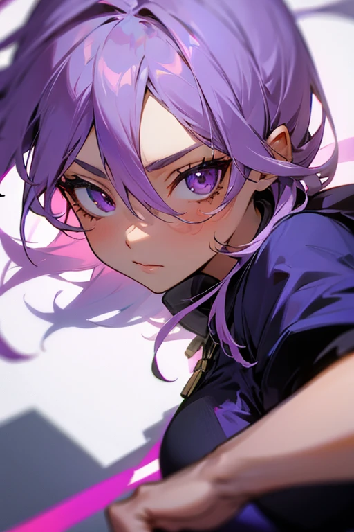 1girl, dark lilac hair, gray eyes, 