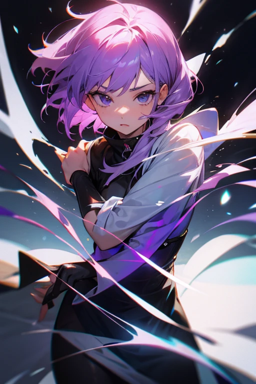 1girl, dark lilac hair, gray eyes,