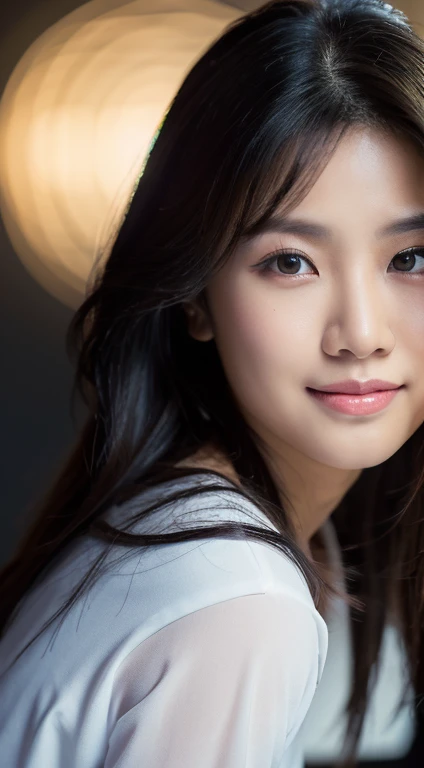 highest quality, epic realistic, ((in the pitch black darkness :1.4)), ((portrait:1.5)),(background: dark ) high contrast ,glorious picture, lowest lux, lighting face, she's comfortable, wearing nothing, , looks incredible, (8k, Raw photo, Highest quality),(epic realistic:1.5), a woman, face,(detailed eyes:0.8),(looking at the camera:1.4), (Highest quality), ( high contrast, deep shadows),Intricate details,cinematic,((skin:1.4)), (long dark hair:1.3), long hair, messy ,(Hdr:1.5),Detailed, colors, Superior quality, Masterpiece, Raw Photo (20-year-old, looking at viewer), beautiful, (wearing plain yellow shirt,), perfect, natural, perfect composition, portrait, perfect face, smiling expression, Captivating eyes, Bright details, Tight lips, (High Skin Detail),, (blue tint: 0.6), (sale: 0.8), (bloody: 0.7), Key lighting , (backlight: 0.5), Medium depth of field, Canon 5d, 50mm lens, f/4 apertures, (Ultra-detailed, Complex detail), sharp focus, soft colors, 8k, Absurd, 80mm, dark background, photography, smiling, pinay, filipina, medium ,