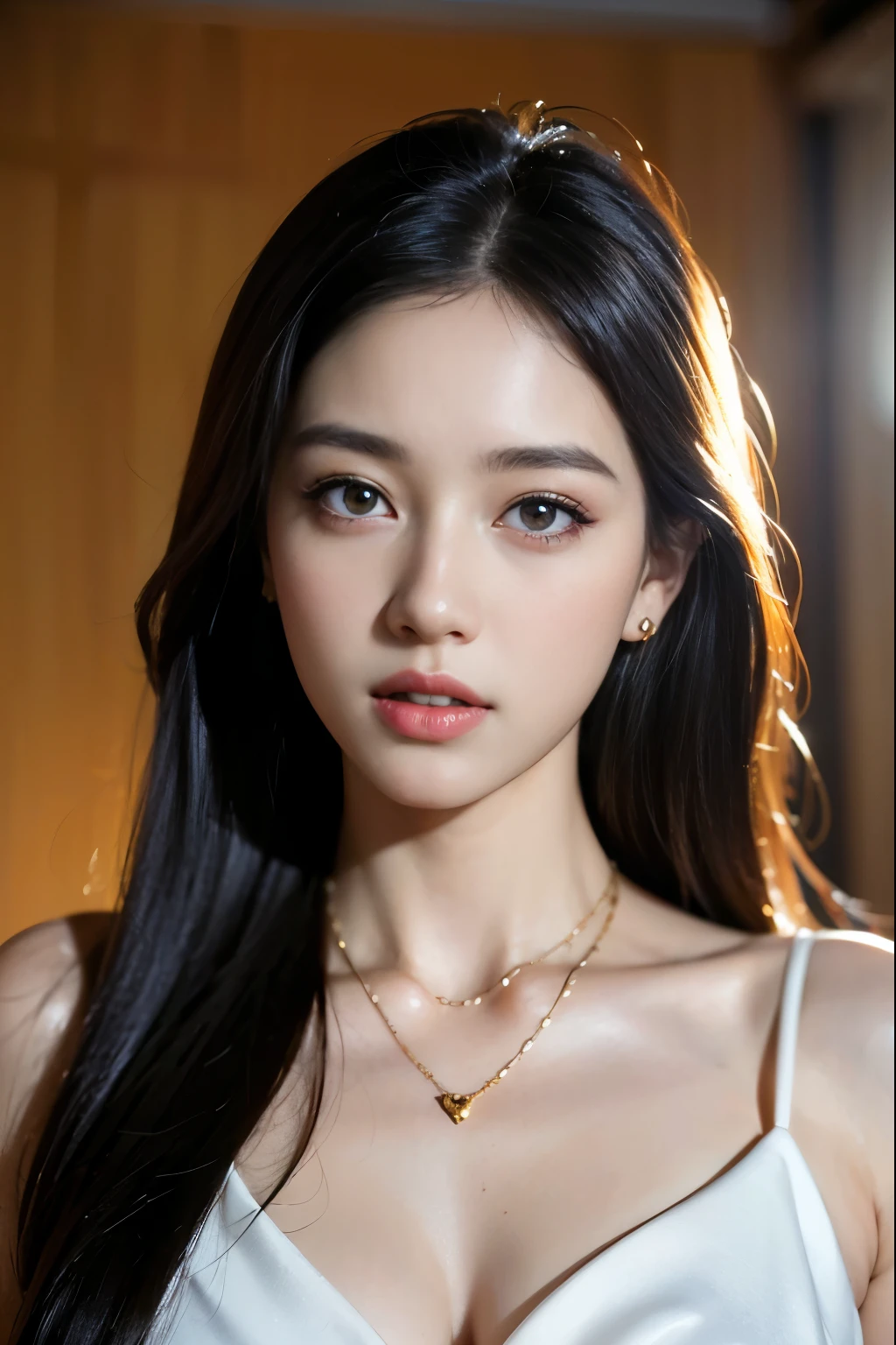 (masterpiece:1.3), (8 thousand, realistic, RAW photos, best quality: 1.4), (1 woman),(very sexy), (Beautiful makeover), (유난히 아름다운 realistic 얼굴), (Build a beautiful body) , (beautiful face), (beautiful face), (long eyelashes), (double eyelid), (realistic face), (black hair. parted, long hair:1.3), (아름다운 parted스타일), (realistic eyes), (really beautiful and delicate eyes), (realistic skin), (beautiful skin), (absurd), (attractive), (ultra high resolution), (extremely realistic), (very detailed), (golden ratio), (necklace), (earring), (So beautiful and sexy)