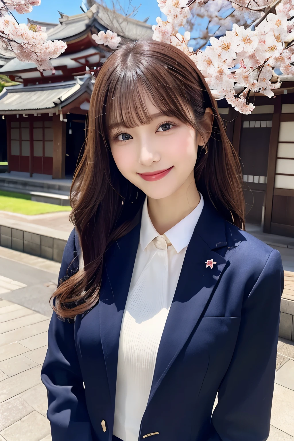 hostess&#39;s face、OL、suit、high quality、surreal、healthy、smiling face、Slender perfect figure、japan beauty、 perfect eyes、beautiful skin、cherry blossoms、cherry blossoms並木、cherry blossoms吹雪