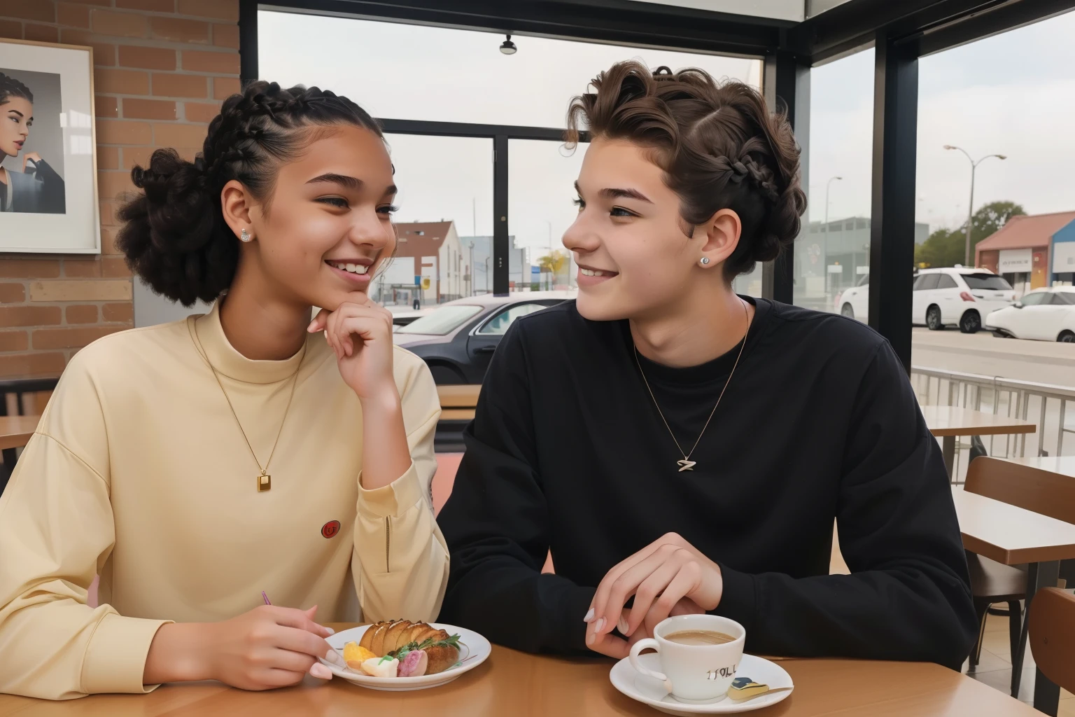 A young ((((19-year-old)) Maia Allen)), skinny, ((amused expression)), ((hairstyle of the 2020s))
