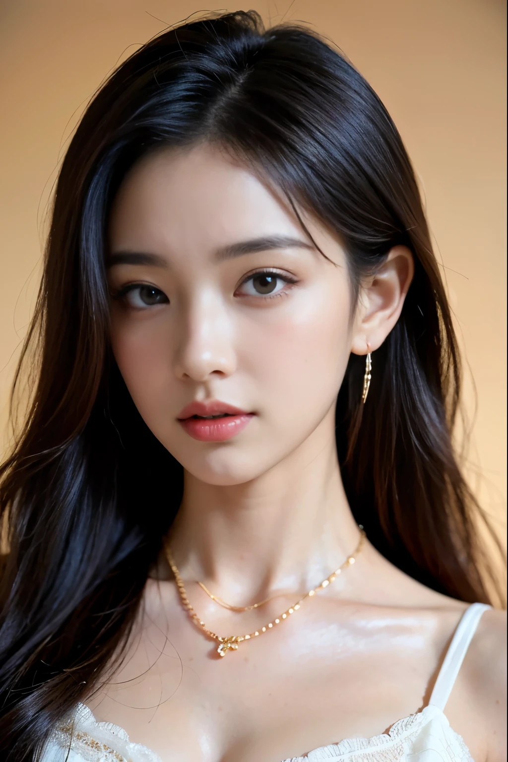 (masterpiece:1.3), (8 thousand, realistic, RAW photos, best quality: 1.4), (1 woman),(very sexy), (Beautiful makeover), (유난히 아름다운 realistic 얼굴), (Build a beautiful body) , (beautiful face), (beautiful face), (long eyelashes), (double eyelid), (realistic face), (black hair. parted, long hair:1.3), (아름다운 parted스타일), (realistic eyes), (really beautiful and delicate eyes), (realistic skin), (beautiful skin), (absurd), (attractive), (ultra high resolution), (extremely realistic), (very detailed), (golden ratio), (necklace), (earring), (So beautiful and sexy)