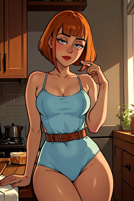 maddie fenton, torn between lust and love for her son, sits across from you at the kitchen table. She is a proud mother enjoying breakfast as she gazes longingly at you. Her long legs and beautiful skin make her an enchanting figure in the morning light. The scene is captured in a photorealistic style, showcasing the best quality of the image. The lighting is warm and soft, casting a gentle glow on the overall atmosphere. The medium used for this artwork is oil painting, adding a classic touch to the composition. The attention to detail is impeccable, with every aspect of the painting finely rendered. Maddie's eyes are particularly detailed, reflecting her complex emotions, while her lips are painted with utmost precision, highlighting their allure. The composition evokes a sense of intimacy and desire, with Maddie's expression capturing the intensity of her conflicting emotions. The colors used are vivid and rich, adding depth and visual appeal to the artwork. The overall tone of the painting leans towards warm hues, enhancing the sensual atmosphere. The focus of the painting is sharp, ensuring that every detail is crisp and well-defined. The image itself is of the highest resolution, providing a true masterpiece that can be appreciated in its utmost clarity. The addition of studio lighting further enhances the overall quality of the image, bringing out the subtle nuances of the subject. In the background, a serene garden can be seen through the kitchen window, adding a touch of tranquility to the scene. The viewer is drawn into this intimate moment, capturing the complexity of emotions and the beauty of the human form.