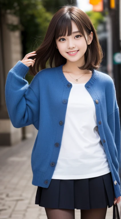 Smile、night、original photo、(((ultimate beauty portrait)))、((glowing skin))、1 girl、Beautiful 15 year old girl from Prague、bright appearance、((brown hair))、(split)、((Big eyes sparkling like gems))、cardigan、open your clothes、pantyhose、Glowing and glowing skin、(Medium long hair)、(silk ponytail)、( standing)、(from below)、under skirt、under skirt、(from below下着の接写)、Eyeliner、beautiful bangs、hair between eyepieces、最high quality、super detailed、Cinema lights、intricate details、High resolution、Very detailed))、Detailed background、8KUHD、digital SLR camera、soft light、high quality、film grain、Fuji XT3 、Shallow depth of field、natural soft light、Kamimei、bust very small