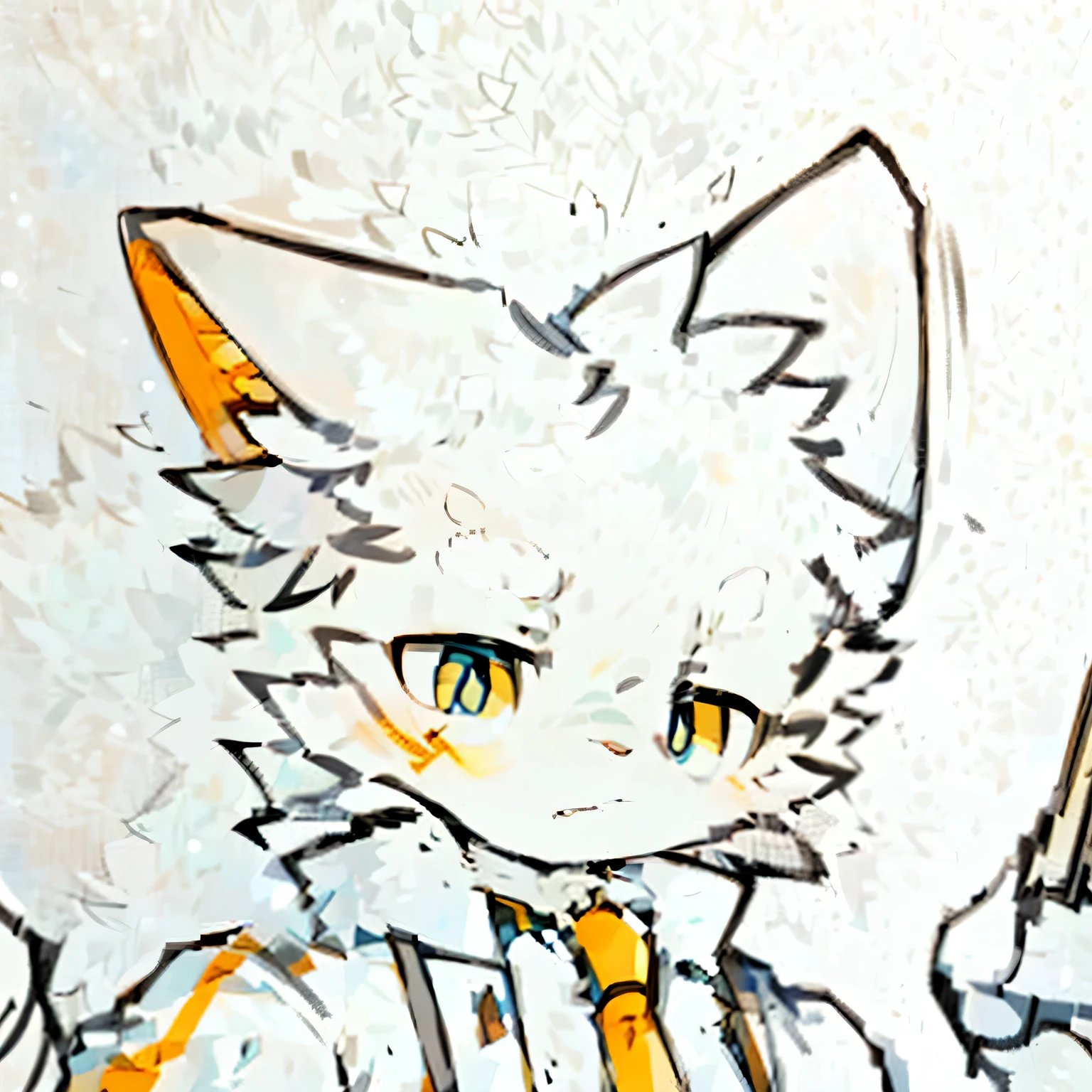 Drawing of a cat wearing a tie and a tie holding a gun, unknown art style, Sora looks like a cat, rough art style, trigger anime art style, valguart style, Professional furry drawing, Flat anime style shading, ( ( character concept art ) ), ( ( Extreme details ) ), Color sketch anime manga panel, Clean and detailed anime style, Additional Details