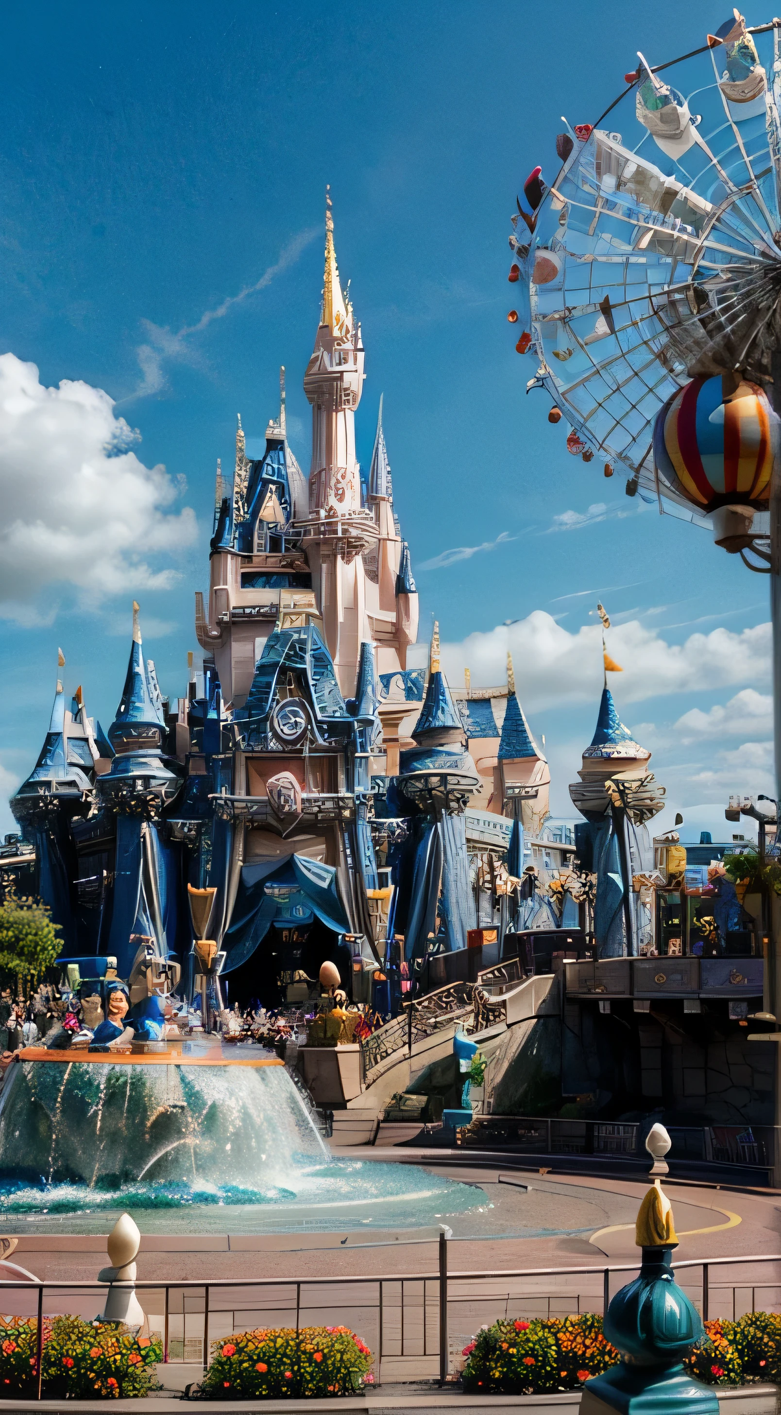 A dreamland like Disneyland、color々Scenery of attractions　(((Lots of attractions)))Vehicles and、There is also a parade　There are lots of Disney characters