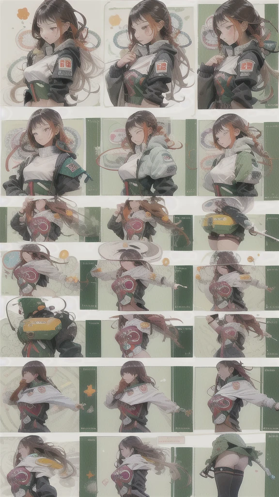 ((Create one girl 16+ years old.), (realistic), (masterpiece, Best quality), (1 elf), (1 girl), (sexy), (One, bangs, red dyed hair) (White armor cyber skulls), (long black tights with gloves)).((close-up), (standing at full height), (mysterious))_((Girl), (green:1.5, orange:1.1, white: 1.3, yellow:1.3))_((very sexy girl with dreadlocks), (tattoos), (naked parts of the body), (down jacket: 1.2), (jacket on a naked body, T-shirt, thong))_((Beautiful figure, half-turn 16+ years),(realistic)), ((small peach breasts, graceful figure, narrow waist, smooth hips)), ((long double braids),(tight braids),(braided hair), (dark hair)), ((red lips)), ((smile))_((Shiny skin:1.5, white skin, light skin: 1.5)), ((sexy), (cute ))_((fractals, Flowers, leaves, fog, lilies, circles background))_((Chiaroscuro, contrast, warm-cold), (atmosphere visualization), (best quality), (Virtual realism))_((Digital painting, anime style, cyberpunk), (best quality, 4k, high resolution, masterpiece: 1.2)), ((ultra-detailed)), ((realistic, photorealistic, photorealistic: 1.37))_((Soft clear shapes, broad strokes, attention to detail))_((High quality, 16K | Ultra HD | Full HD)).