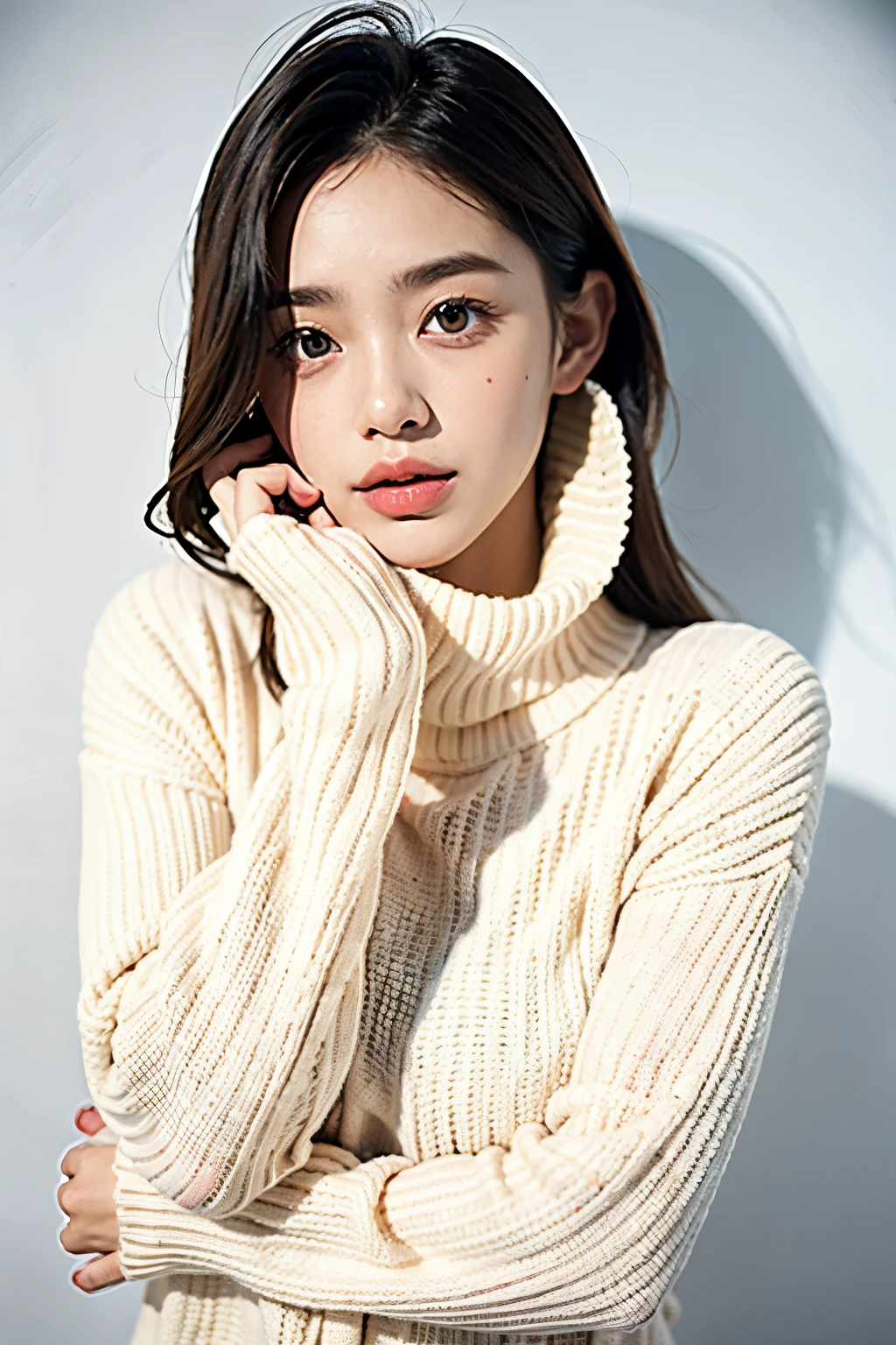 1girl,sweater,white background,