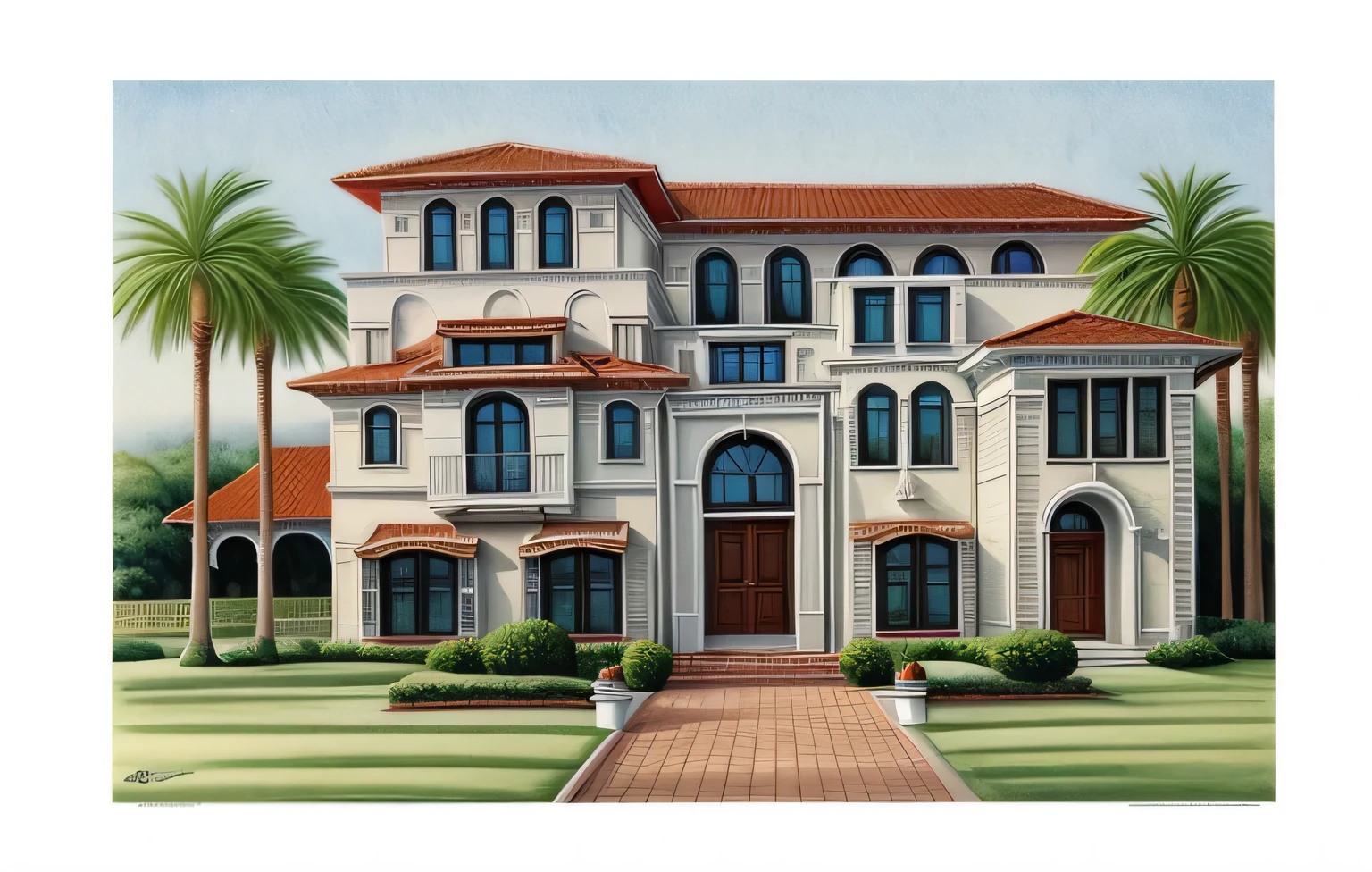 ((masterpiece,best quality,highres,sharp forcus)) (((detail forcus))) , (house in style of neoclassic) Clarify the details of moldings, decorative patterns, and exteriors