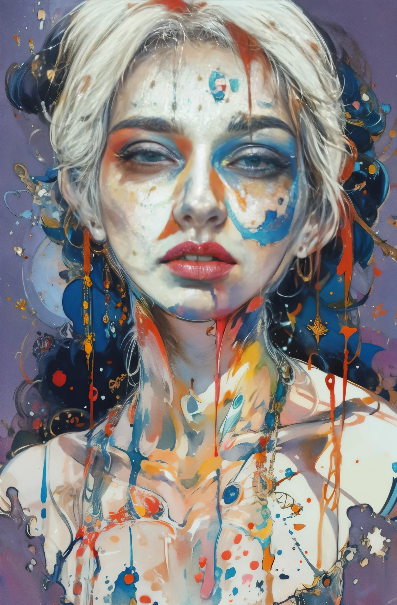 (beautiful woman), there is ugliness in beauty, but there is also beauty in ugliness. in the style of adrian ghenie, esao andrews, jenny saville, edward hopper, surrealism, dark art by james jean, takato yamamoto, inkpunk minimalism, (pubic hair), (sagging breasts)