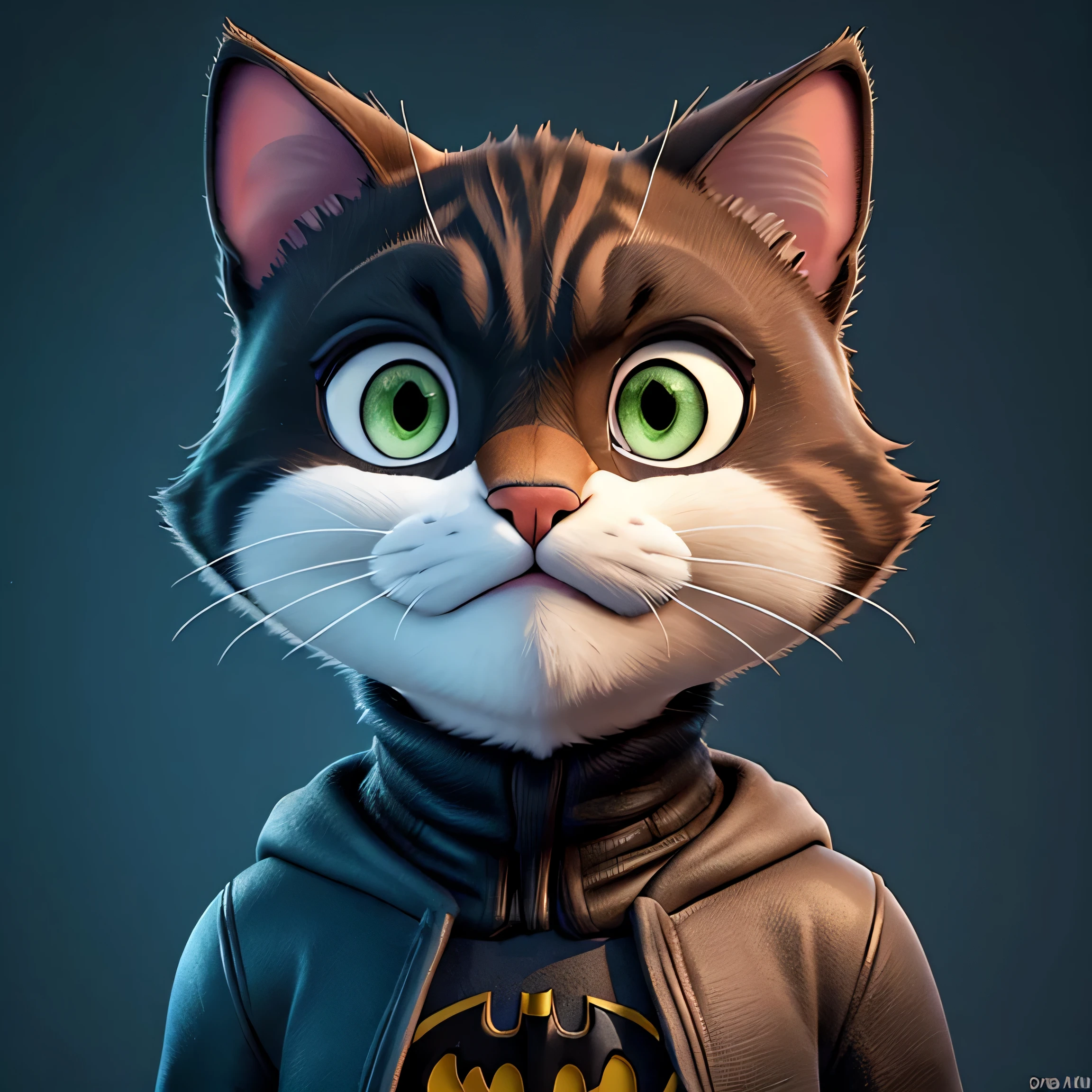 Make a picture of a Cat as batman. Profile picture. High quality