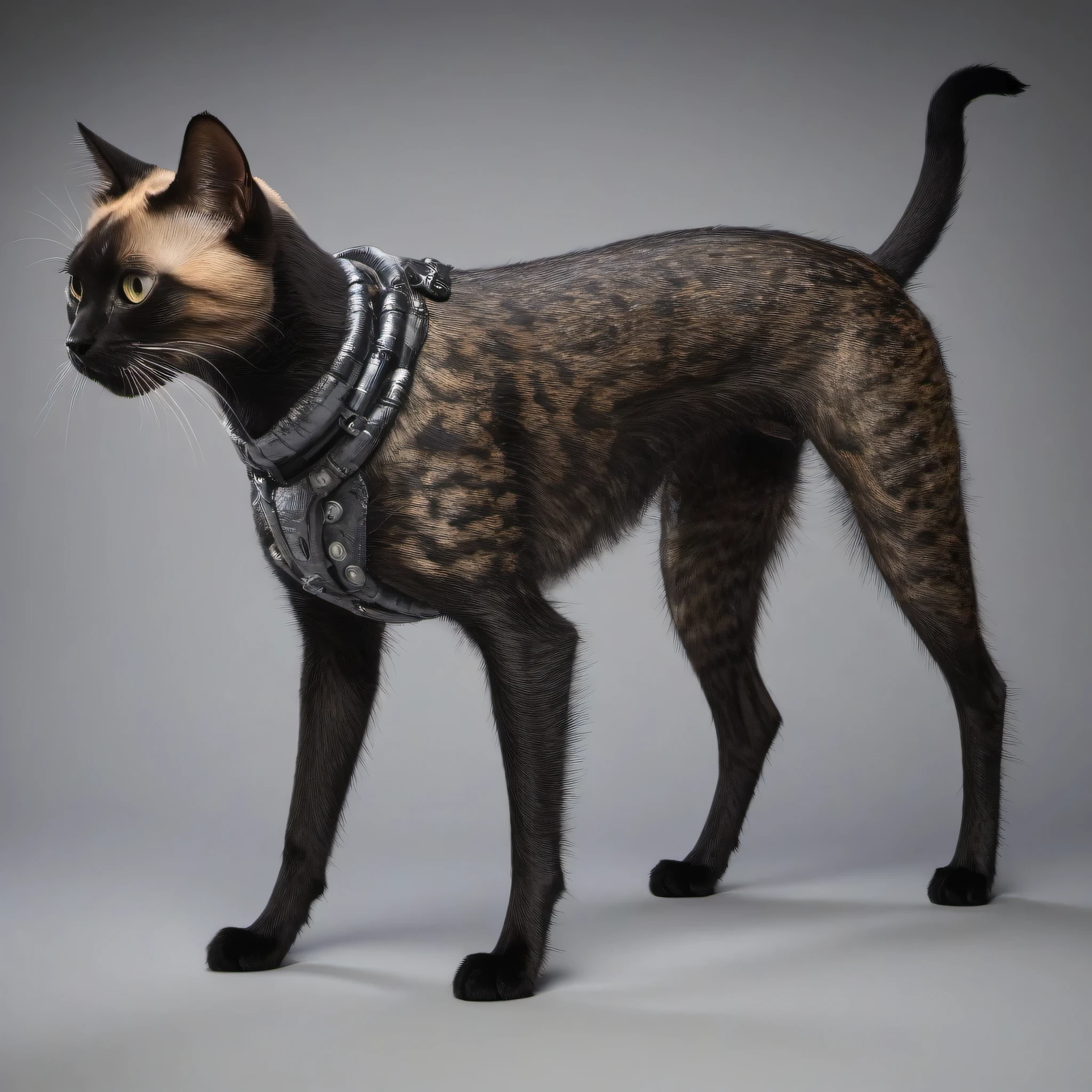 (the creature is made up of two front parts of different animals) with (two heads) (a cat and a dog) connected at the waist and looking forward and backward, one creature has 2 different heads in front and back