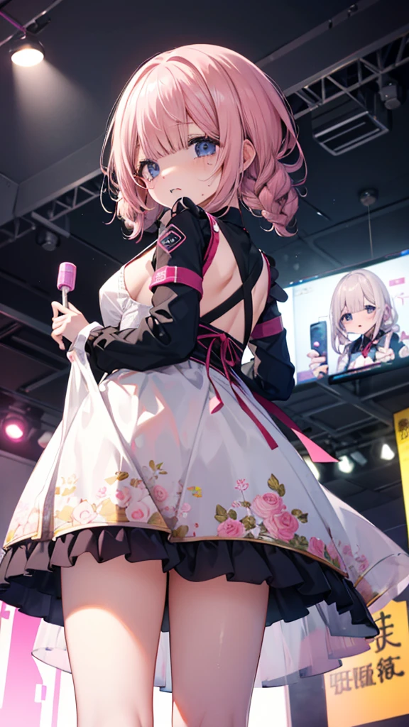 、High resolution、Full HD、8K quality、、、droopy eyes、、peek from below、、Look at top left、stare、、highlight on eyes、lively eyes、clear eyes、Beautiful eyes、、expression of patience、painful face、close your mouth、まんこにバイブrotorを挿入している、inserted in pussy、masturbation behavior、During the speech、standing stand、Speeches、Speech in front of the public、From the back、behind、A vibrator is inserted into her pussy.、rotor、ピンクrotor、Squirting、I&#39;m cumming、orgasm、orgasmを我慢する
