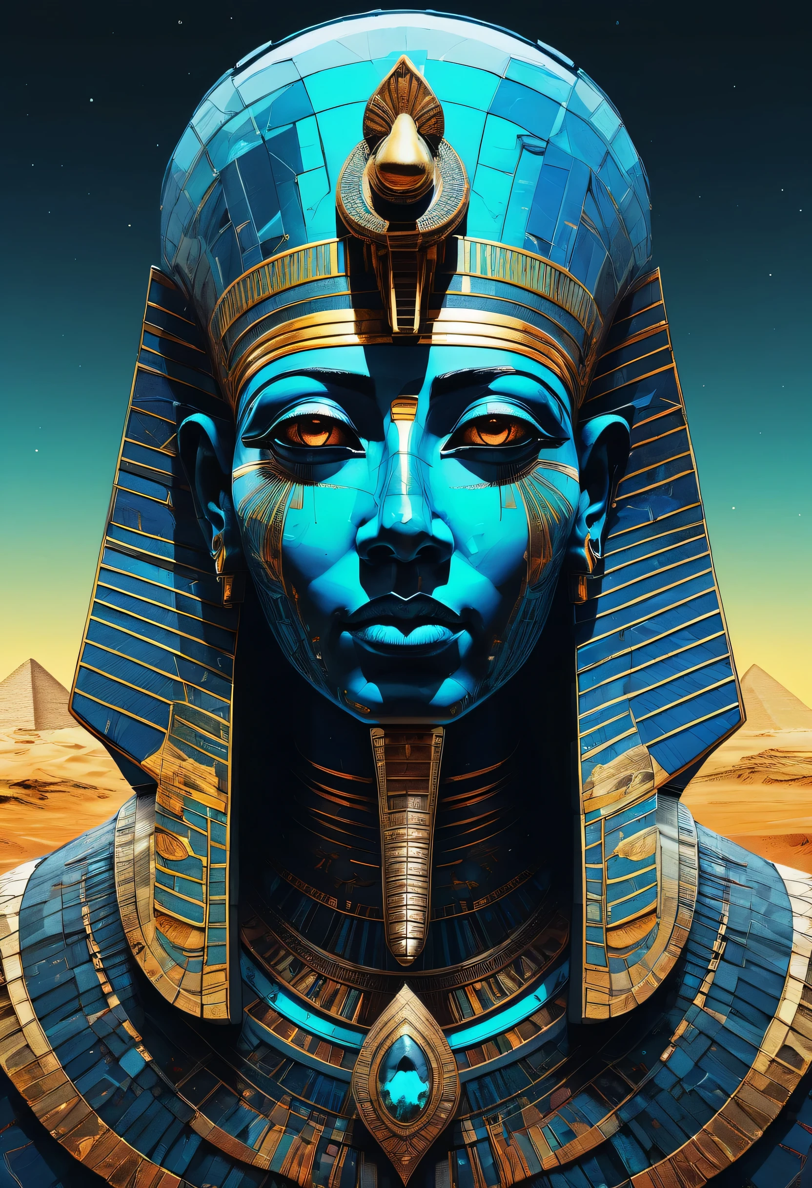 cyberpunk,futuristic egypt Pharao Ramses in biomechanical clothes,double exposure superimposed against astral pyramid skyline by Conrad Roset,Brandon Kidwell,Andreas Lie,Dan Mountford,Agnes Cecile,Jeremy Mann,oil and ink canvas,fine art,super dramatic light,photoillustration,amazing depth,hyperdetailed,iridescent soft neon light,intricate detailed,amazing depth,stunning misty atmosphere,mesmerizing whimsical vibrant scenery,maximalism,complex masterwork by head of prompt engineering,