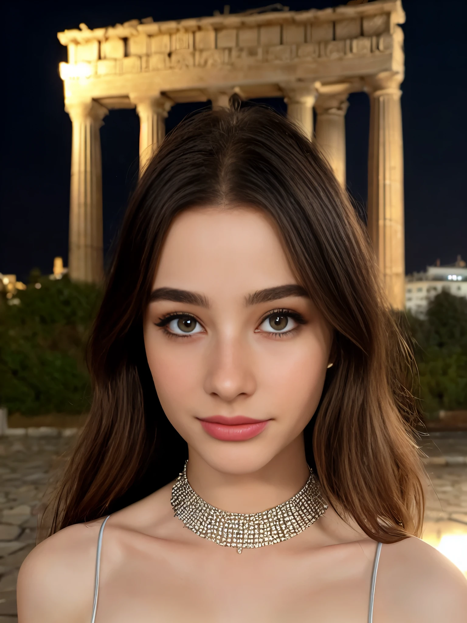 ( Absurd , good quality , Ultradetailliert, vorsichtig mit der Hand ) 14 Years Old, goddess in athen . Optimistisch, fair gesinnt, lustiges und intellektuelles Gesicht . ruthless, Kaltherzig, ungeduldig, exaggerated style . dunkelblaue Augen (Augendetail) , tiefblaues Haar mit Bling-Bling , Transparentes Kleid , im Ozean mit Sternen , Hole body , Feuernatur , Gott Chiron