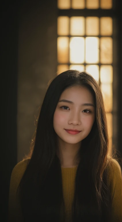 best quality, epic reality, ((in the pitch black darkness :1.4)), ((portrait:1.5)),(background: dark) High contrast度,glorious picture, Minimum illumination, lighting Face, she's comfortable, nothing to wear, , looks incredible, (8K, original photo, best quality),(epic reality:1.5), A woman, face,(delicate eyes:0.8),(looking at camera:1.4 ), (best quality), ( High contrast, Deep shadows),intricate details,cinematic,((skin:1.4)), (long darkhair:1.3), long hair, messy,(high dynamic range:1.5),detailed, color, upscale, masterpiece, original photo(20 years old, looking at the audience), beautiful, (Wearing a plain yellow shirt,), perfect, Nature, perfect composition, portrait, perfect face,Smileexpression, charming eyes, Bright details, Closed lips, (高skin細節),, (blue tint: 0.6), (sale: 0.8), (bloody: 0.7), Accent lighting, (backlight: 0.5 ), medium depth of field, Canon 5D, 50mm lens, F/4 apertures, (Super detailed, intricate details), sharp focus, soft color, 8K, absurd, 80mm, darkbackground, photography, Smile,Pinay, Filipino, Moderate