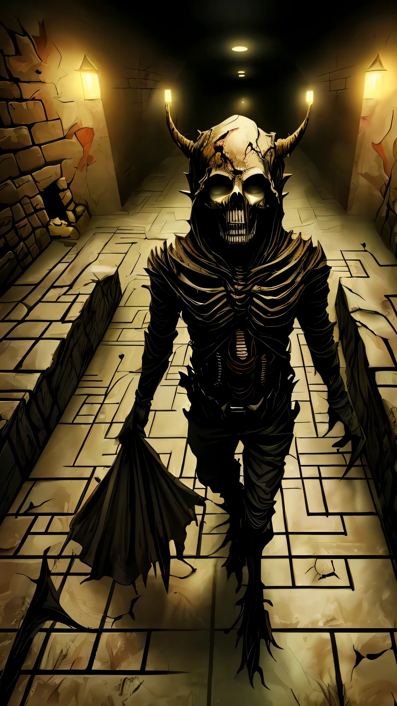 (8K, original photo, 最high quality, masterpiece:1.2), HD RAW color photos, Professional photo shoot, film light, Role Playing Game Design, Dark fantasy graphics, Humanoid monster, (((Decomposing corpses))), ((full-body shot)), (Creepy people), Undead monsters, ((Scavenger Monster, ghoul, Ugly appearance, There are no horns on the head)), look at me, fantasy art, ((Underground city background, stone dungeon, maze)), dim lights, film grain, background bokeh, high quality, surreal, ((Very detailed, photo shoot)),