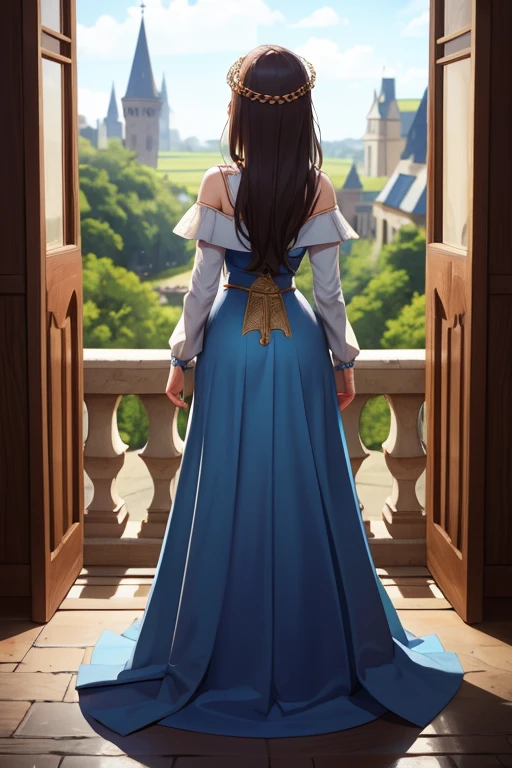 Medieval Princess, view from behind,