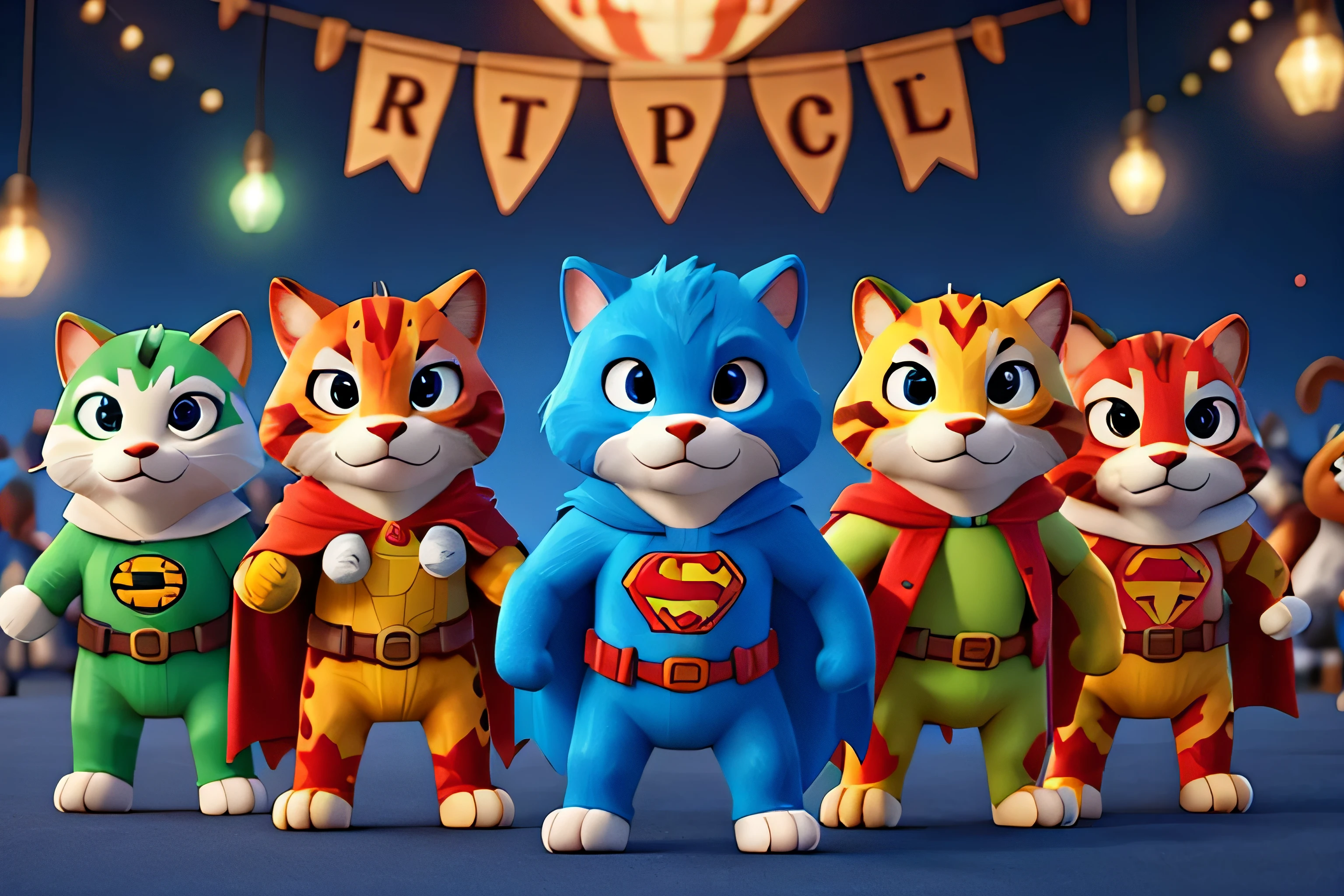 Make a banner with alot of animals dressed up as superheroes.