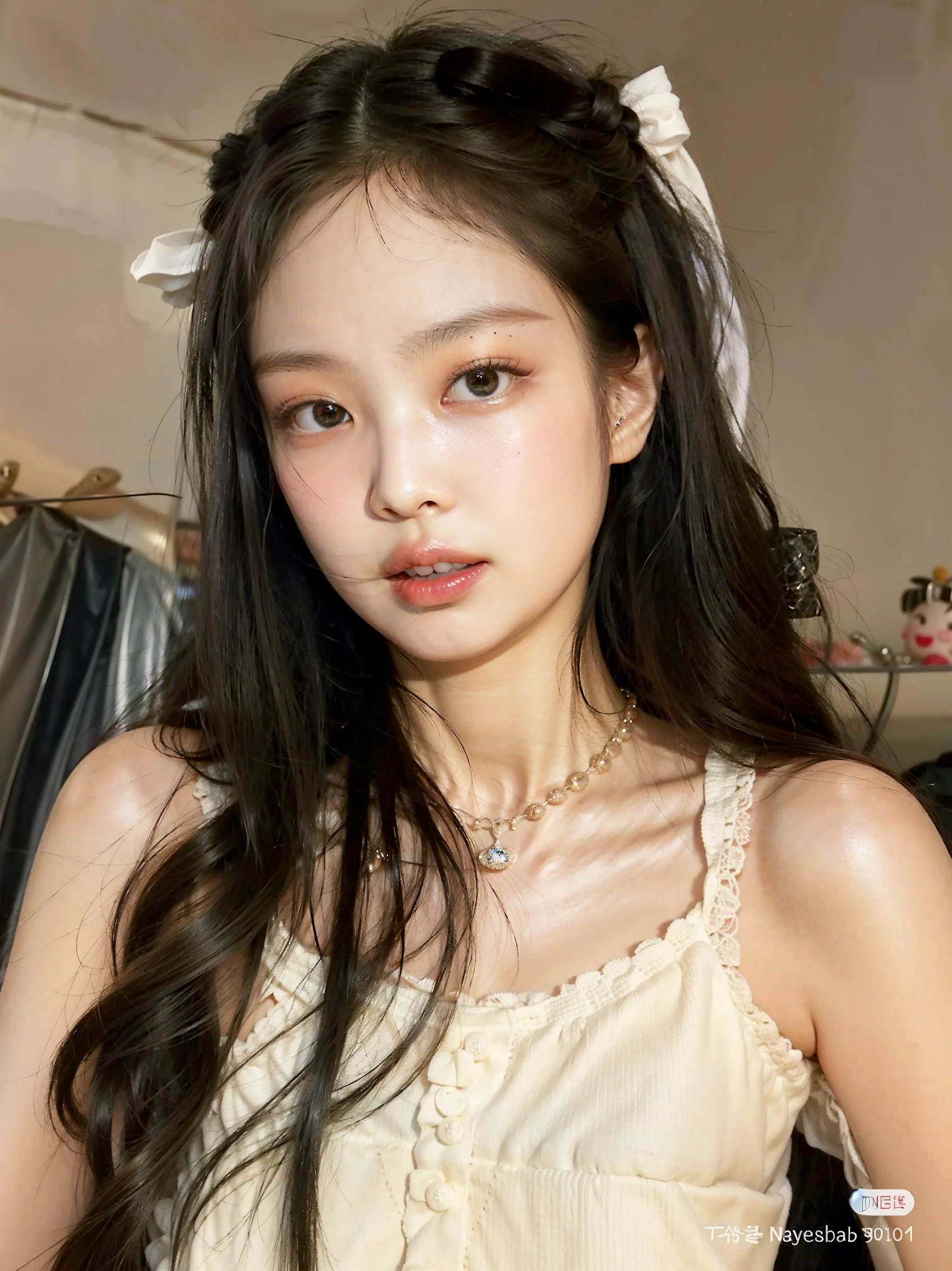 um close de uma mulher com cabelos longos e uma blusa branca, jennie blackpink,  coreana, young lovely korean face, linda mulher sul-coreana, linda jovem coreana, young pale and beautiful asian face, linda jovem coreana, Bela Delfina, jaeyeon nam, Ulzzang, maquiagem sul-coreana popular, adorable and pale korean face, gongbi