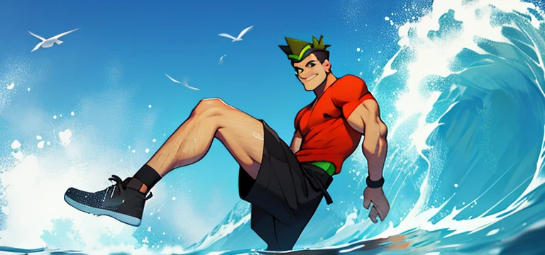 Draw Dunkan from total drama island in semirealism, full body portrait
